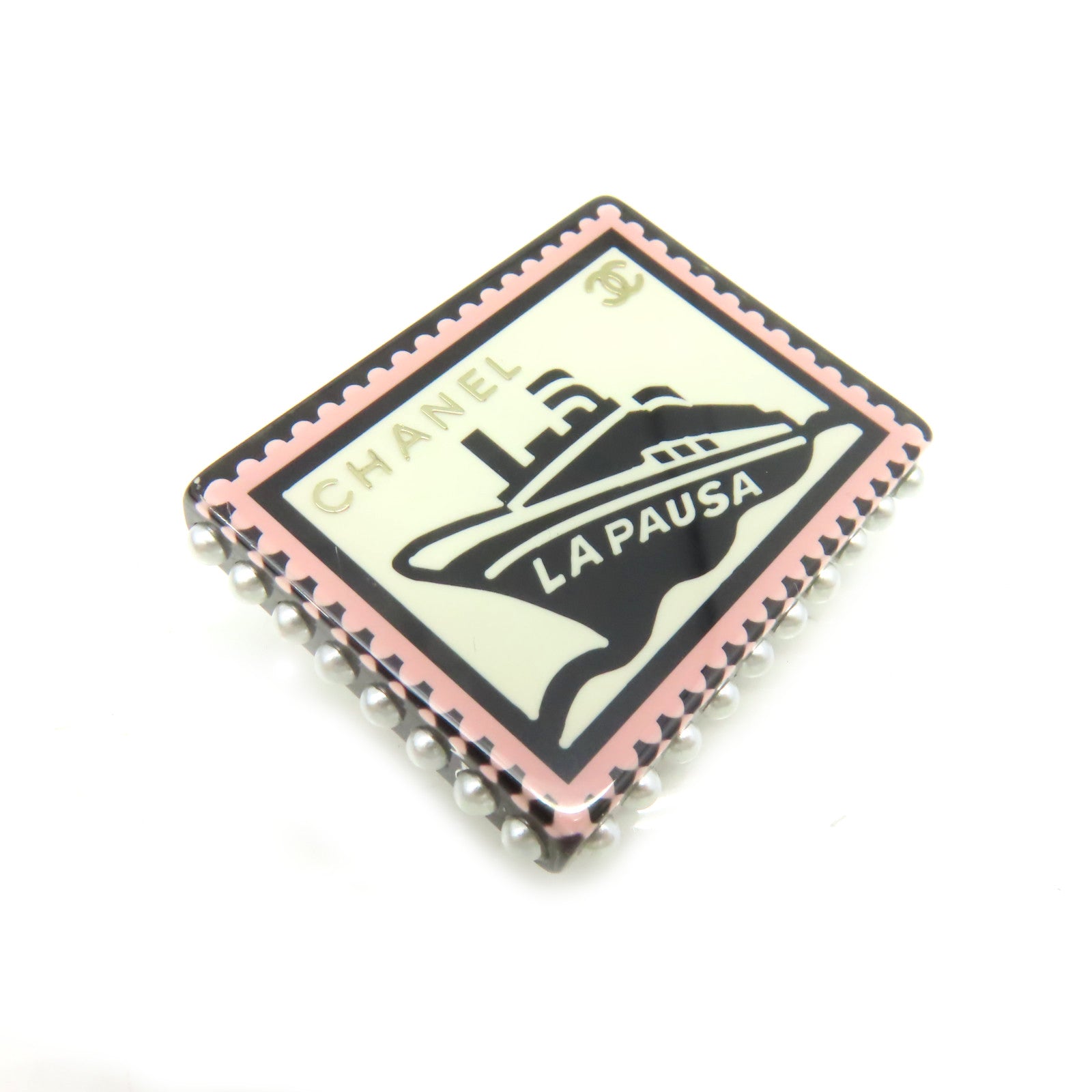 CHANEL **【激減優惠】樹脂/金屬La Pausa Stamp Brooch胸針白色/粉紅色/紅色/黑色/珍珠色
