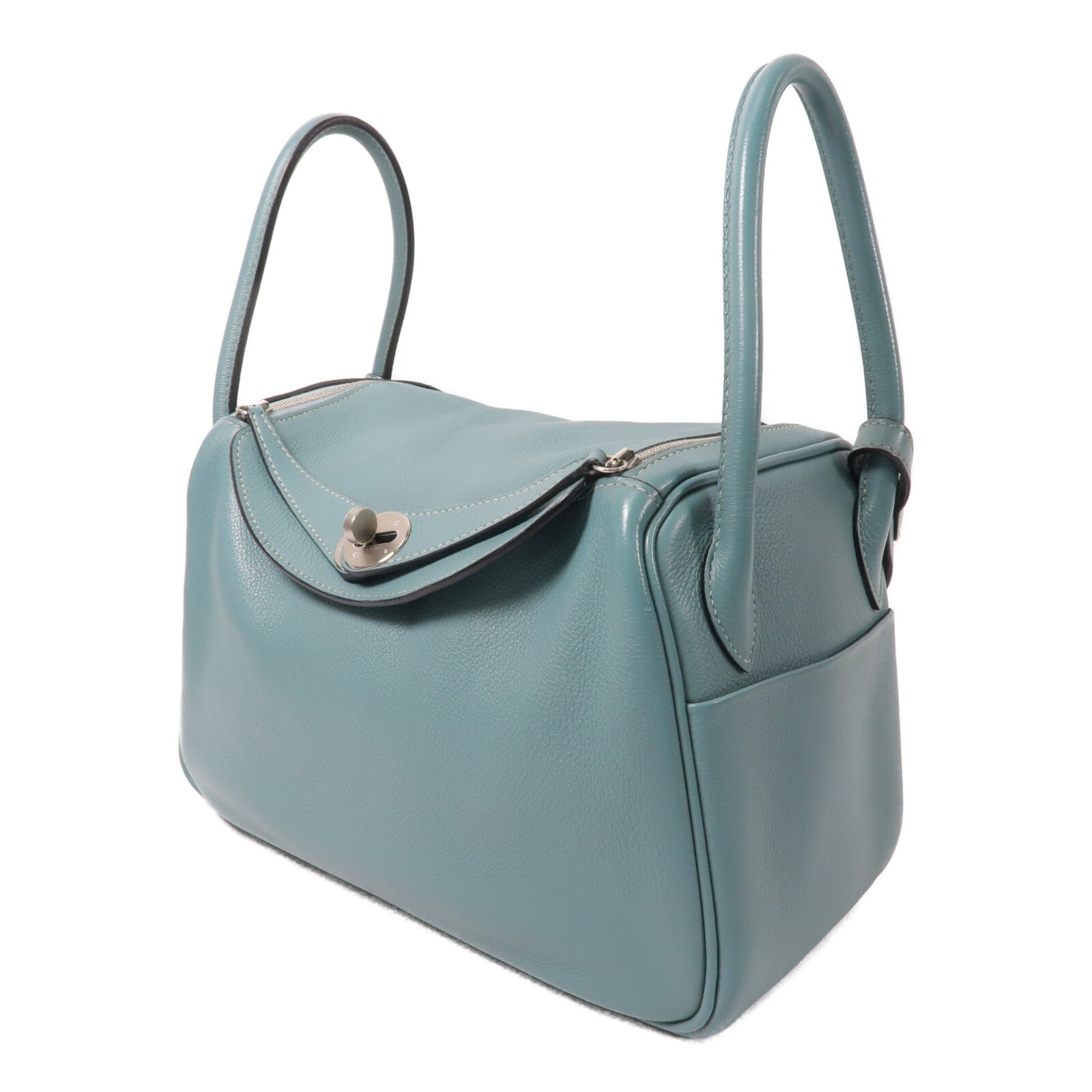 HERMES Evercolor皮革Lindy 26手挽肩背兩用袋Bleu Saint Cyr
