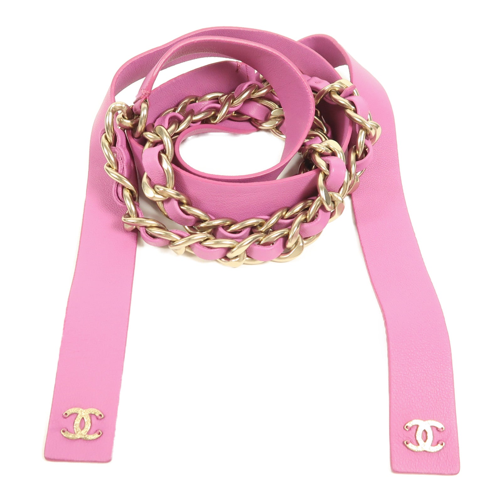CHANEL 羊皮皮革Chain Belt金扣鏈帶皮帶