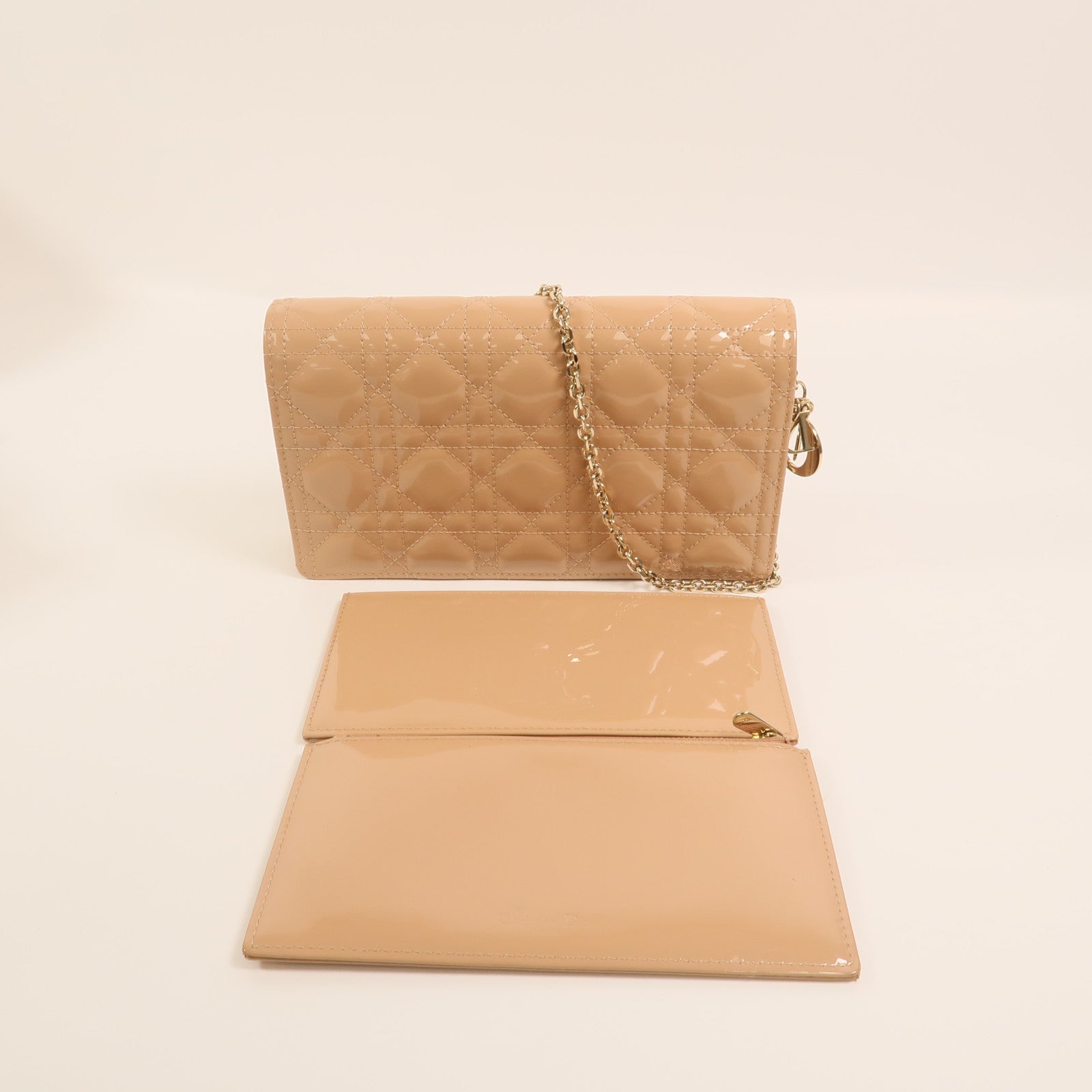 Dior 漆皮皮革Lady Dior Pouch鏈帶肩背袋
