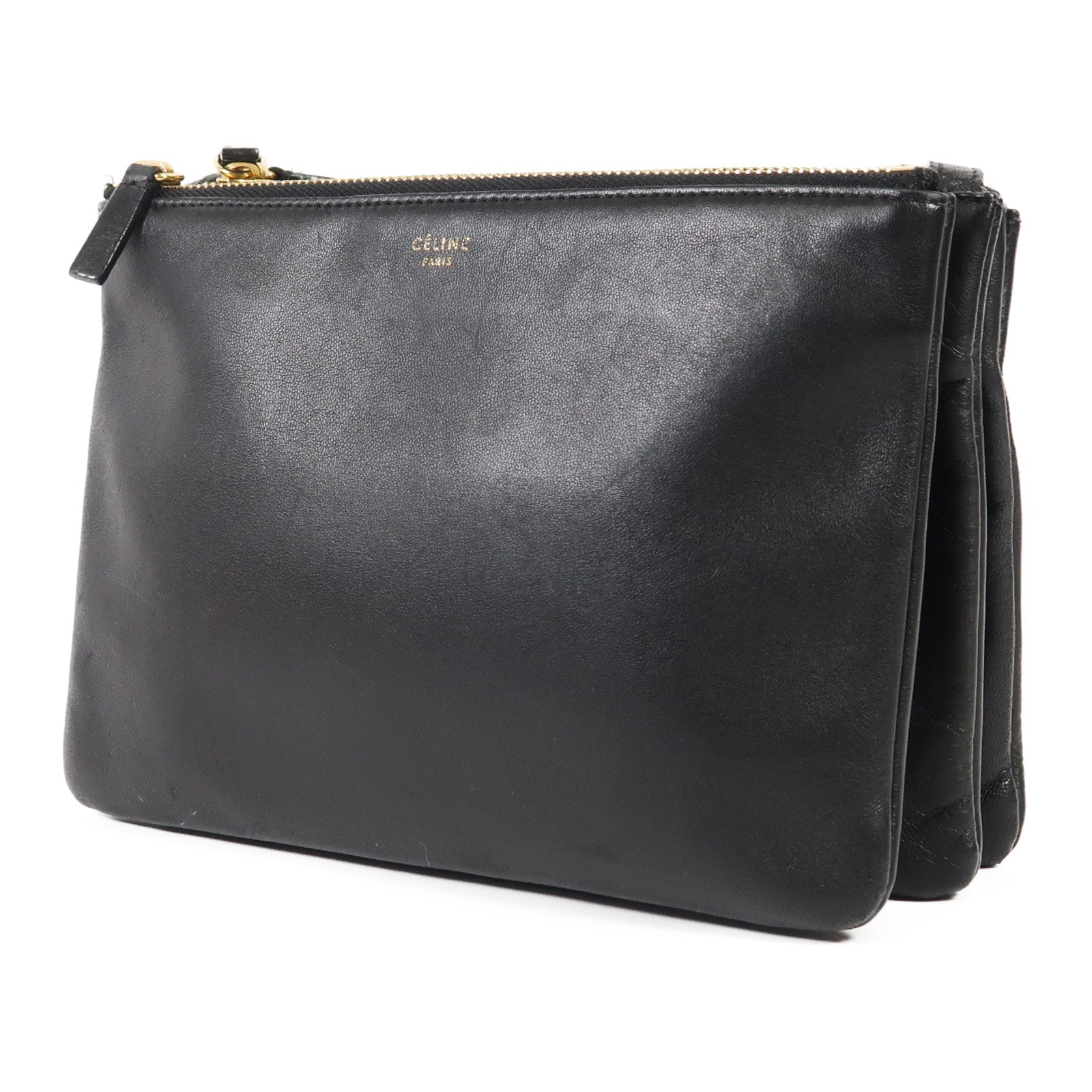 CELINE 羊皮皮革Trio金扣肩背袋
