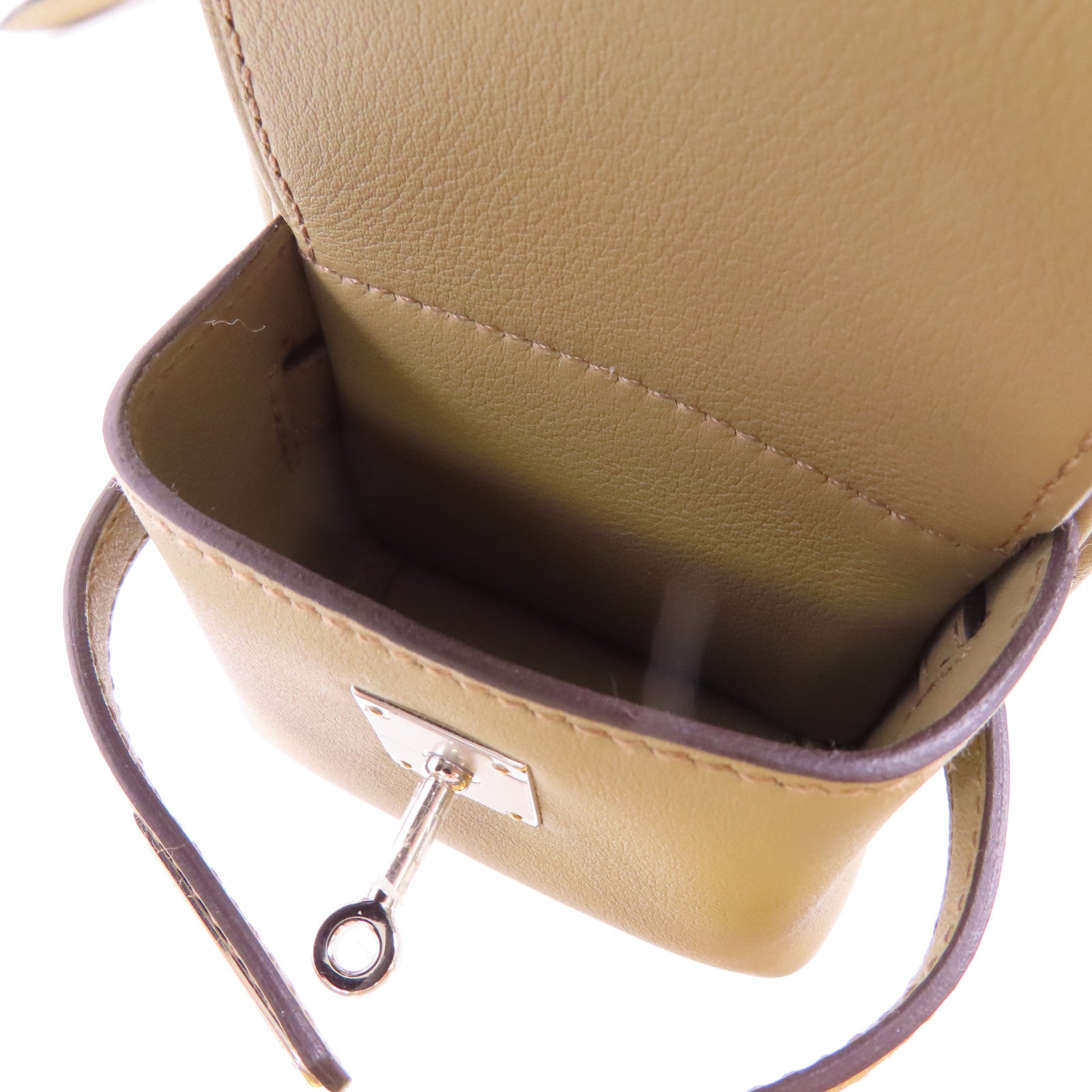 HERMES 【激減優惠】Swift皮革Kelly Jump銀扣背包Beige Marfa