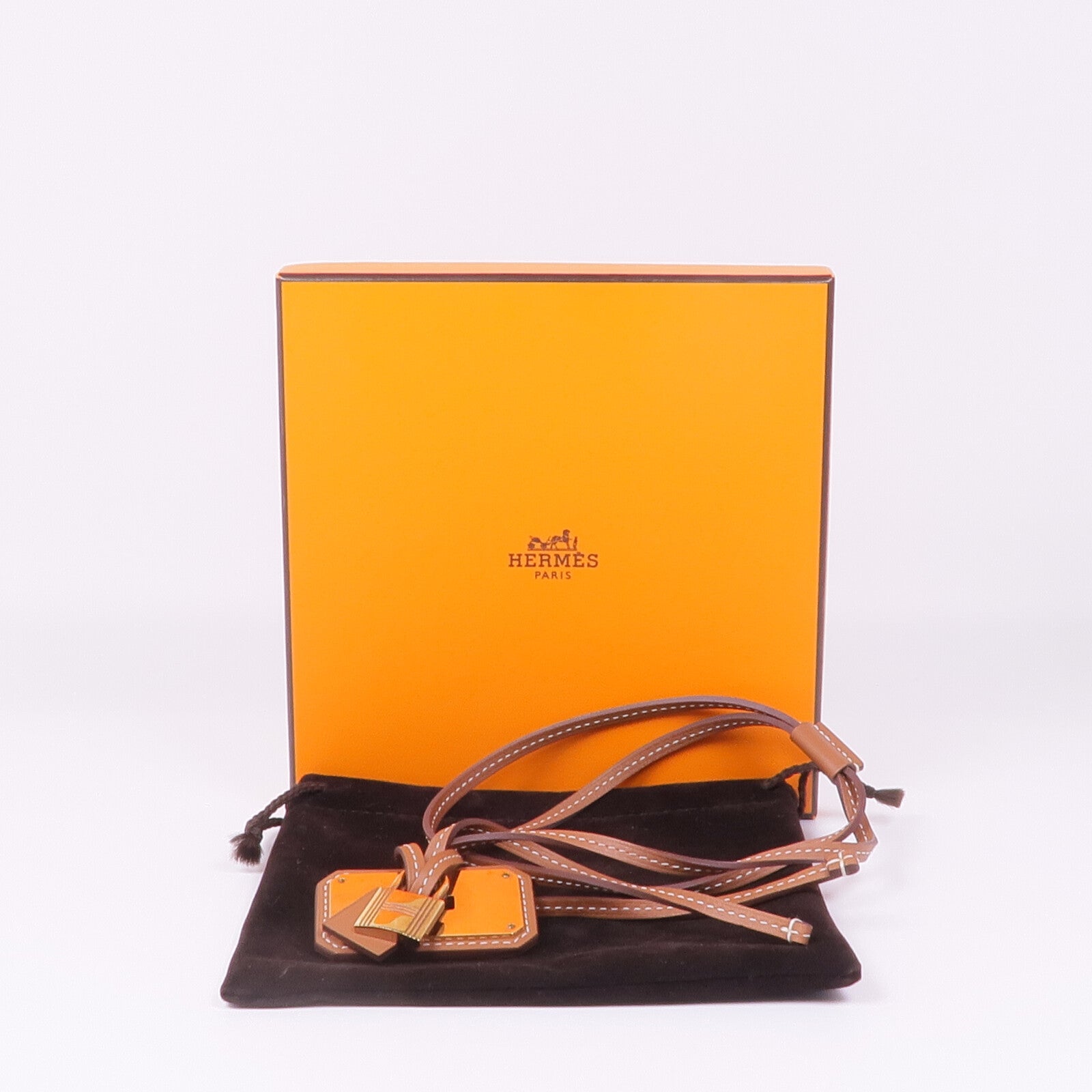 HERMES 金屬/Swift皮革O'Kelly Necklace項鍊Gold
