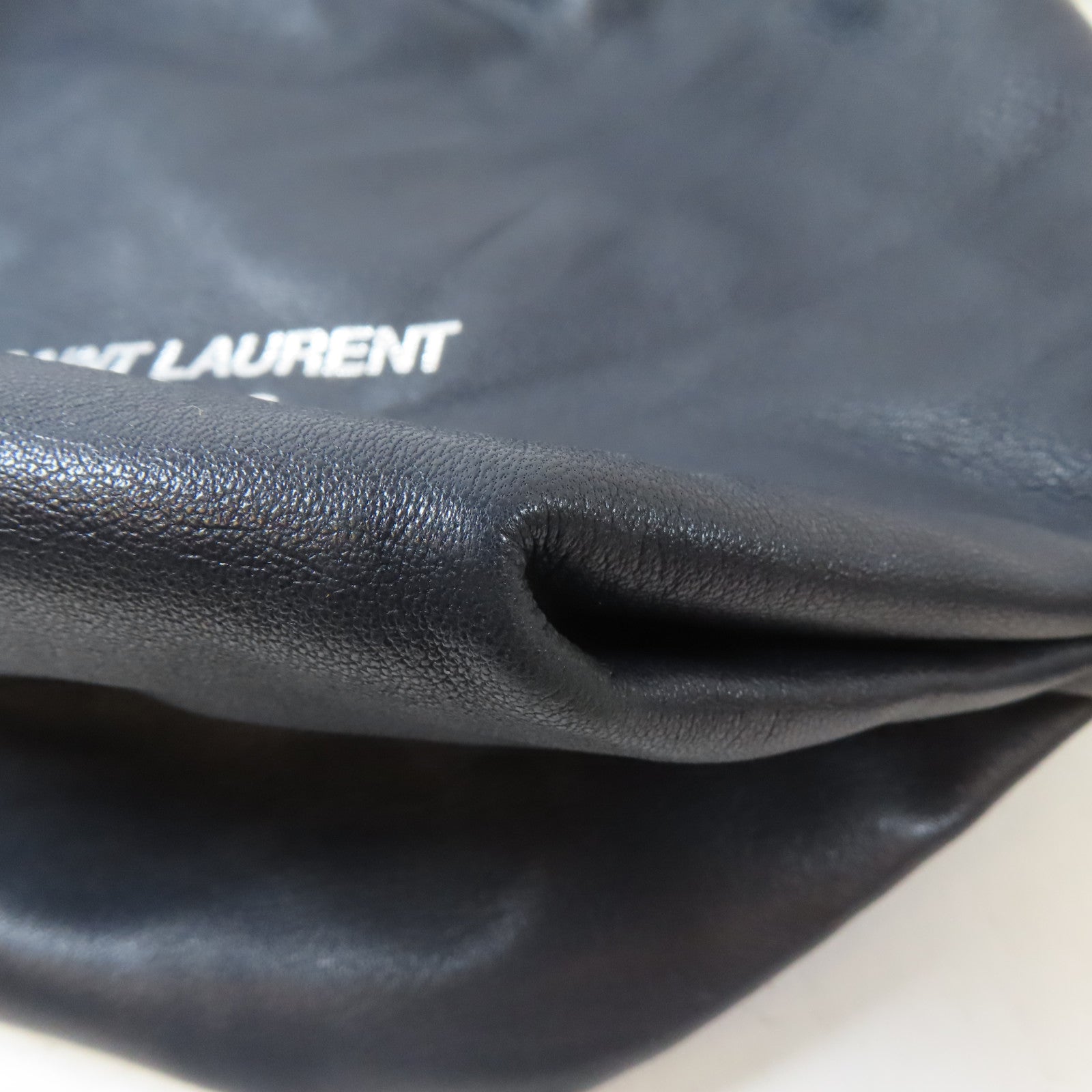 SAINT LAURENT 羊皮皮革Shoulder Bag銀扣鏈帶肩背袋深藍色