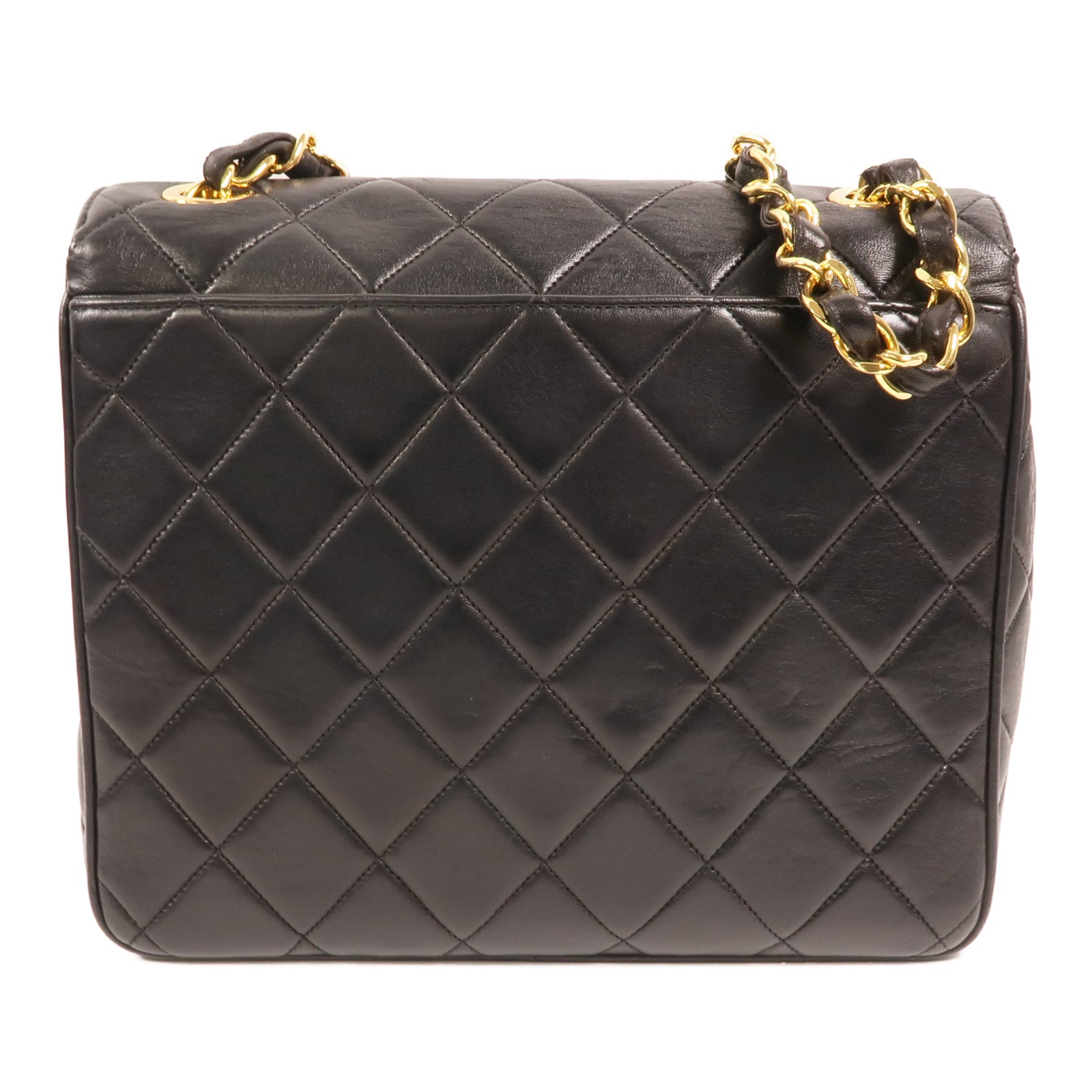 CHANEL 羊皮皮革Vintage Chain Shoulder金扣鏈帶肩背袋