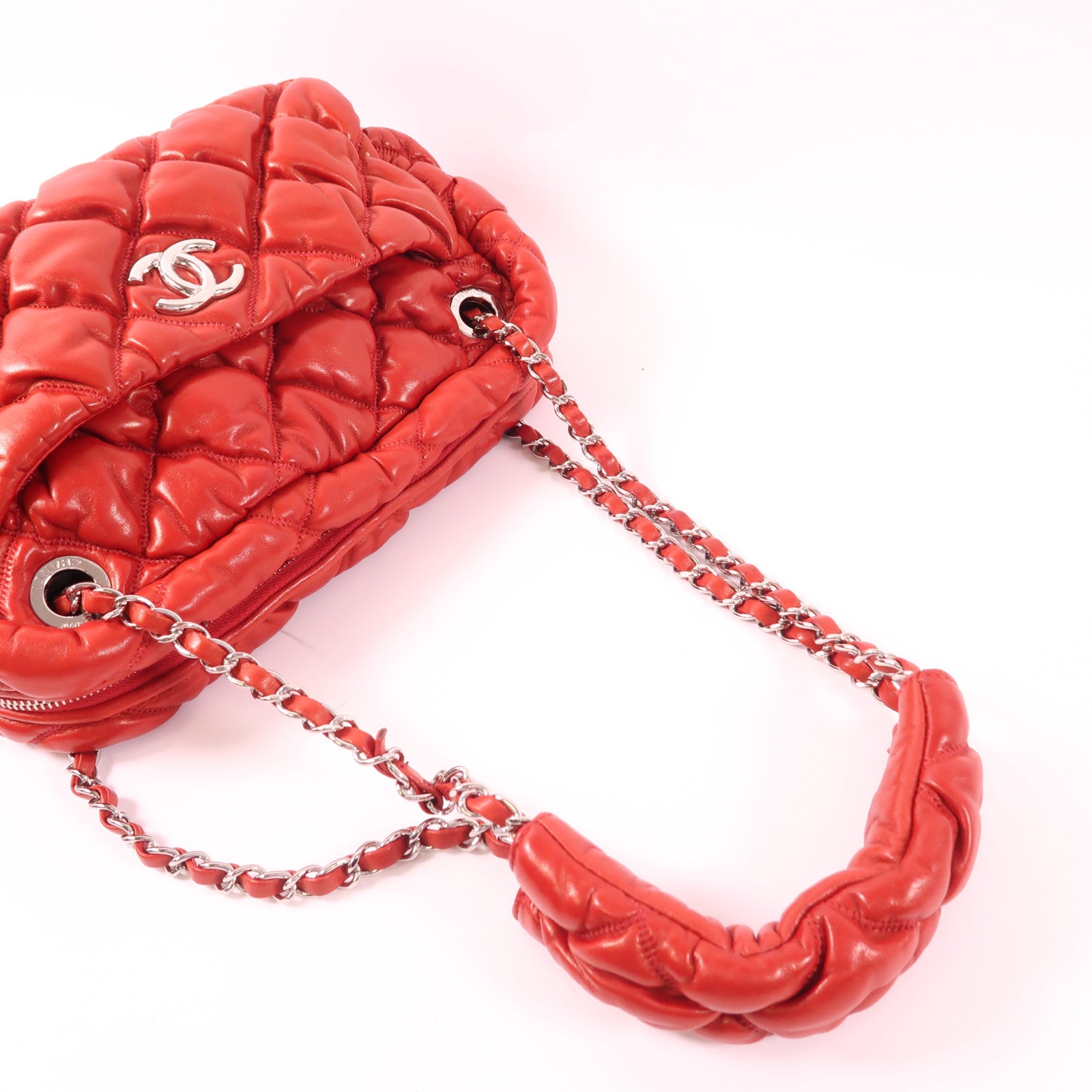 CHANEL 牛皮皮革Shoulder Bag銀扣肩背袋