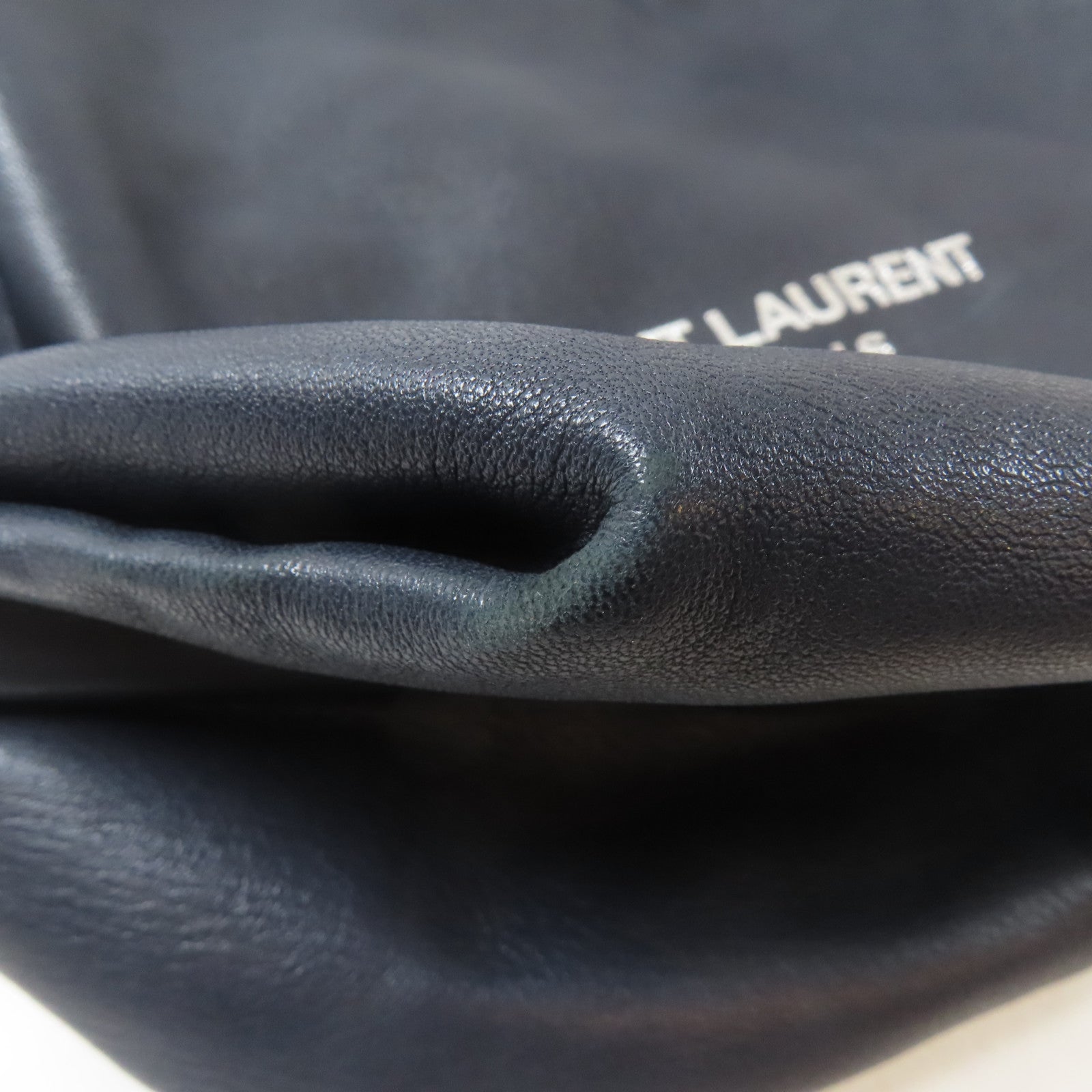 SAINT LAURENT 羊皮皮革Shoulder Bag銀扣鏈帶肩背袋深藍色