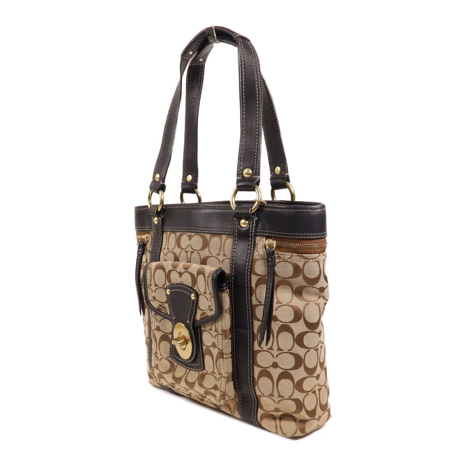 COACH 帆布Shoulder Bag金扣肩背袋