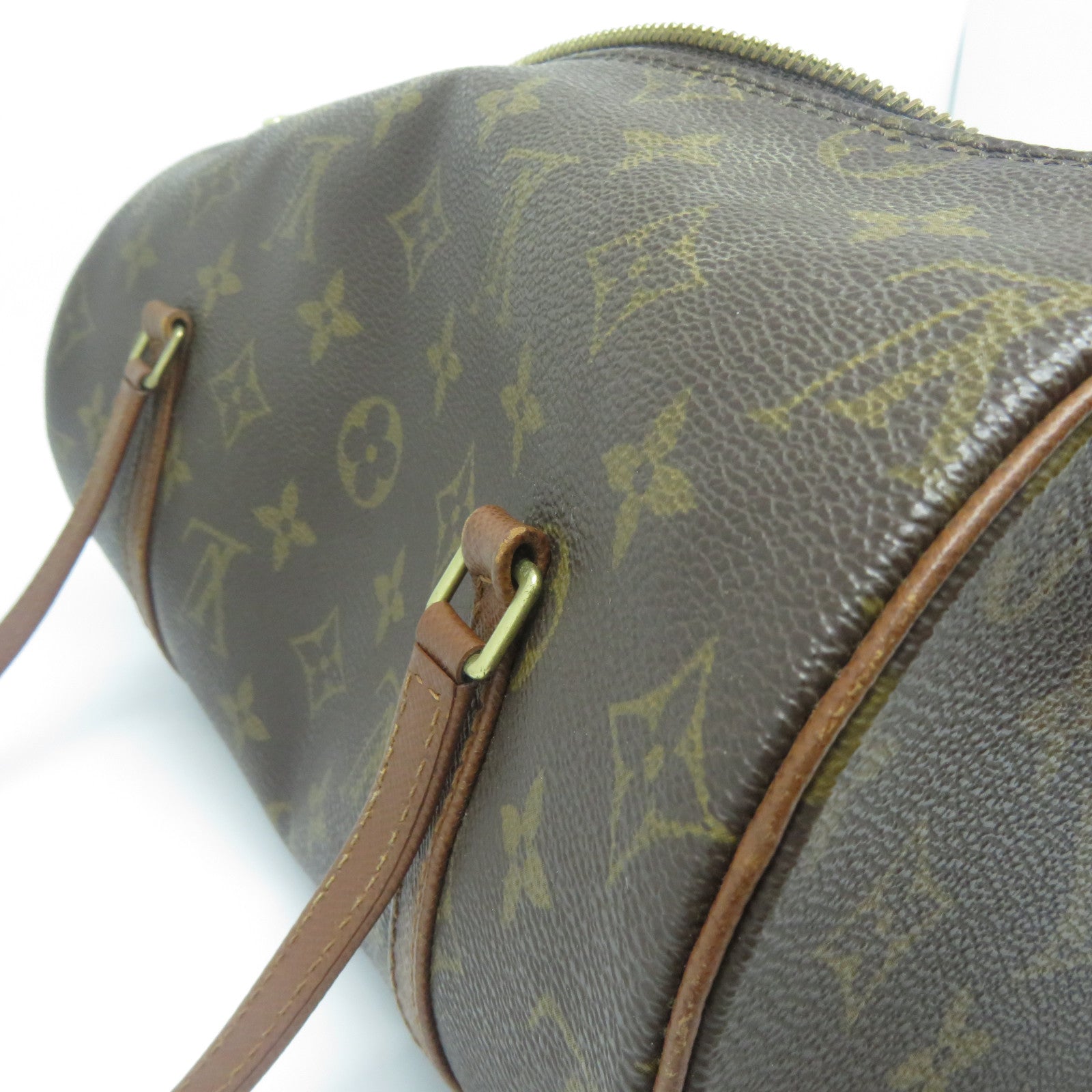 LOUIS VUITTON 【清倉大減價】Monogram Papillon PM金扣手挽袋啡色