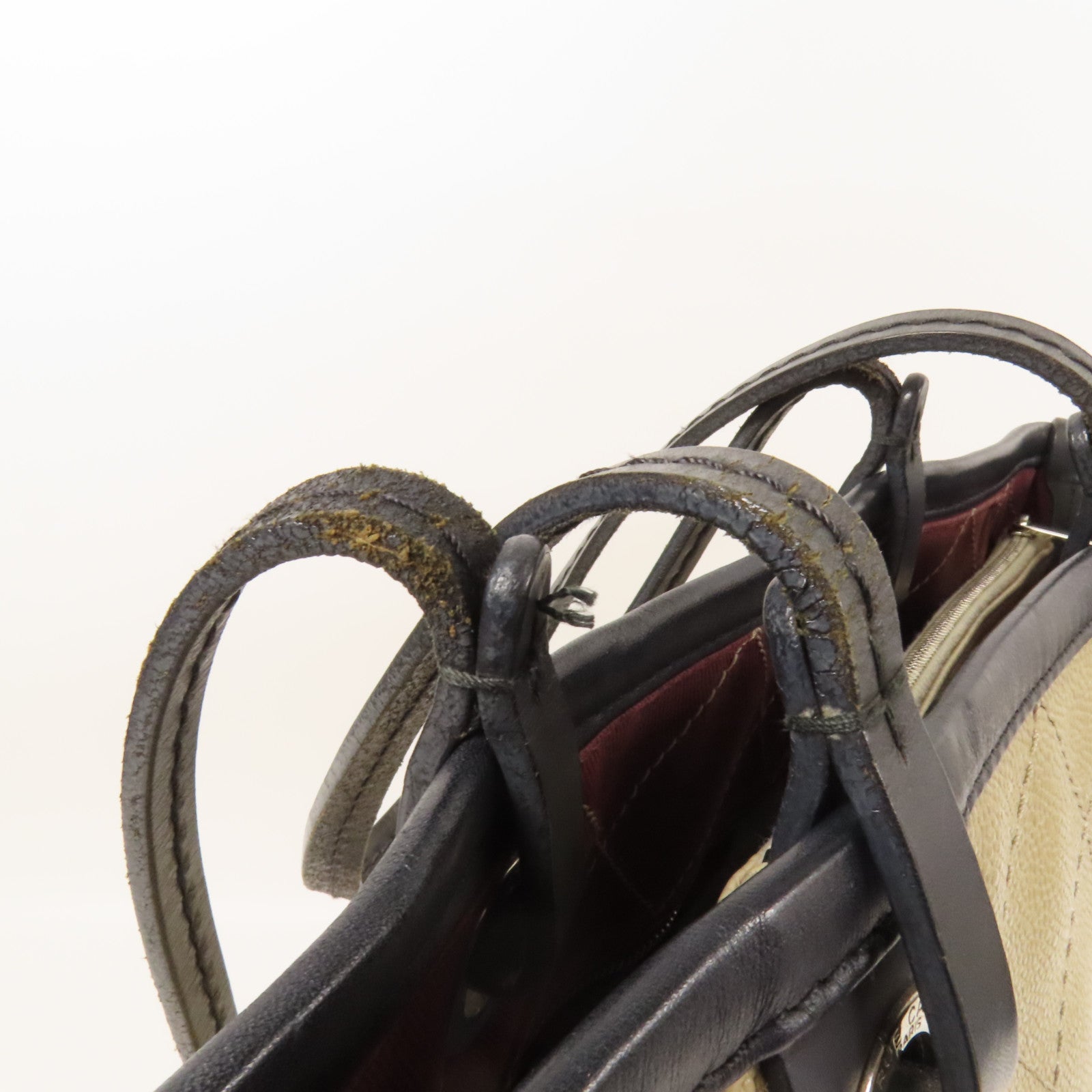 CHANEL 牛皮皮革Tote Bag銀扣肩背袋