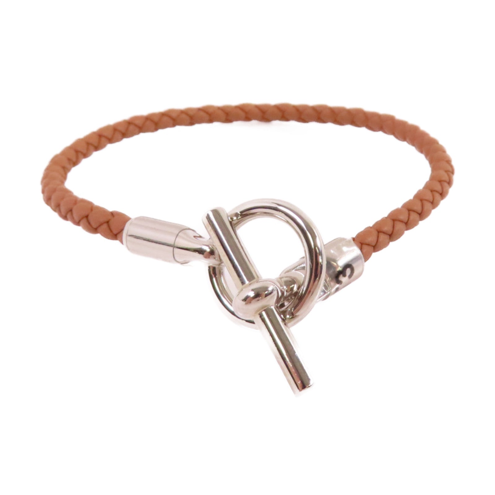 HERMES Swift皮革Glenan H T3 Bracelet金扣手鏈Gold/金棕色