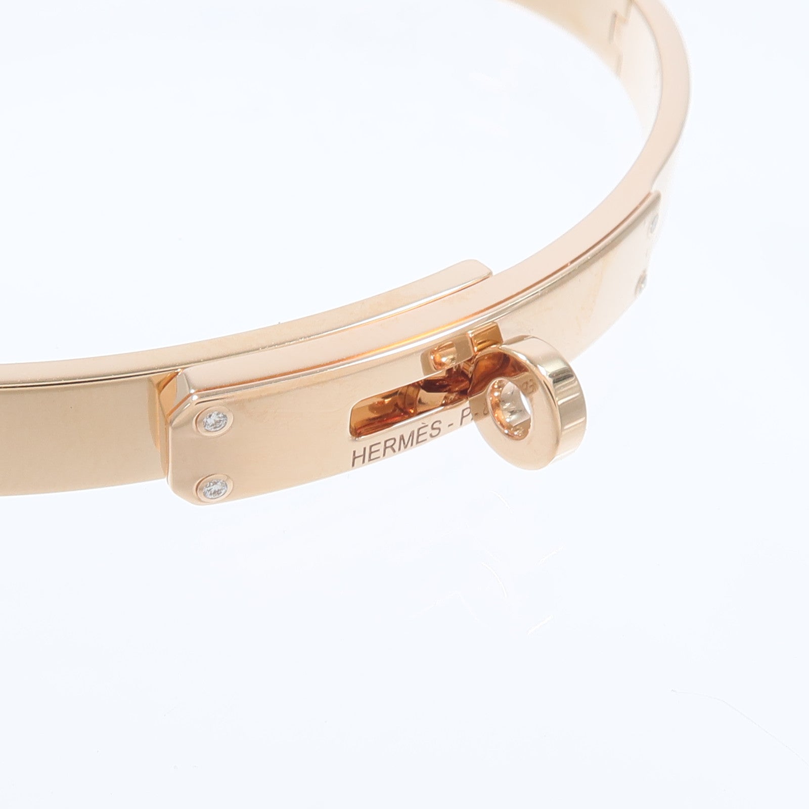 HERMES 18K玫瑰金Kelly Bracelet鑽石手鐲