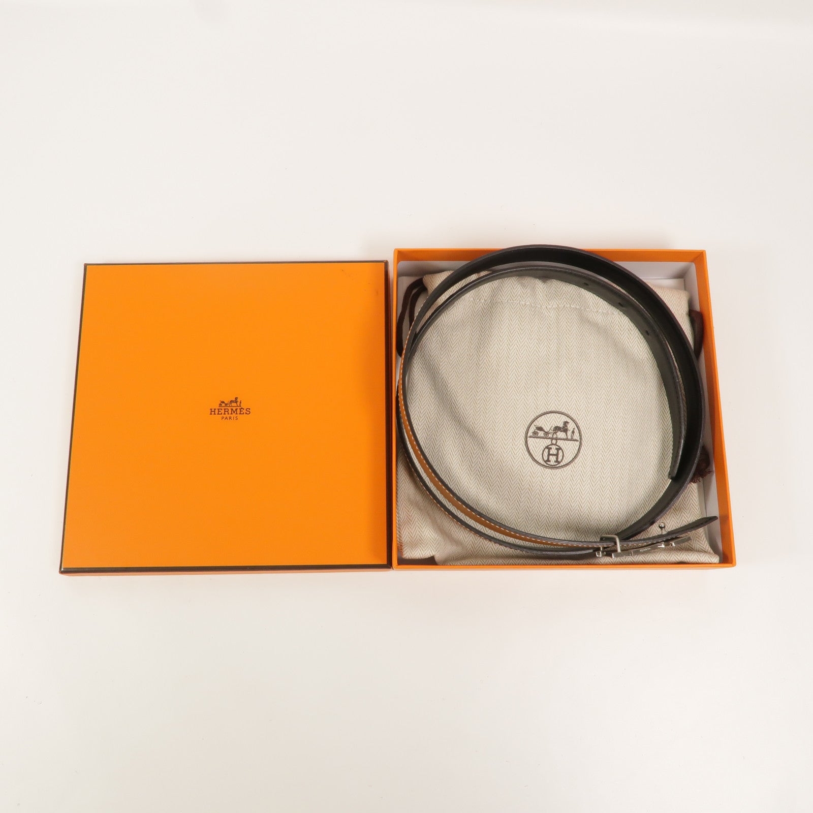 HERMES Epsom皮革H Belt Buckle & Reversible Belt 95cm皮帶Gold/Noir