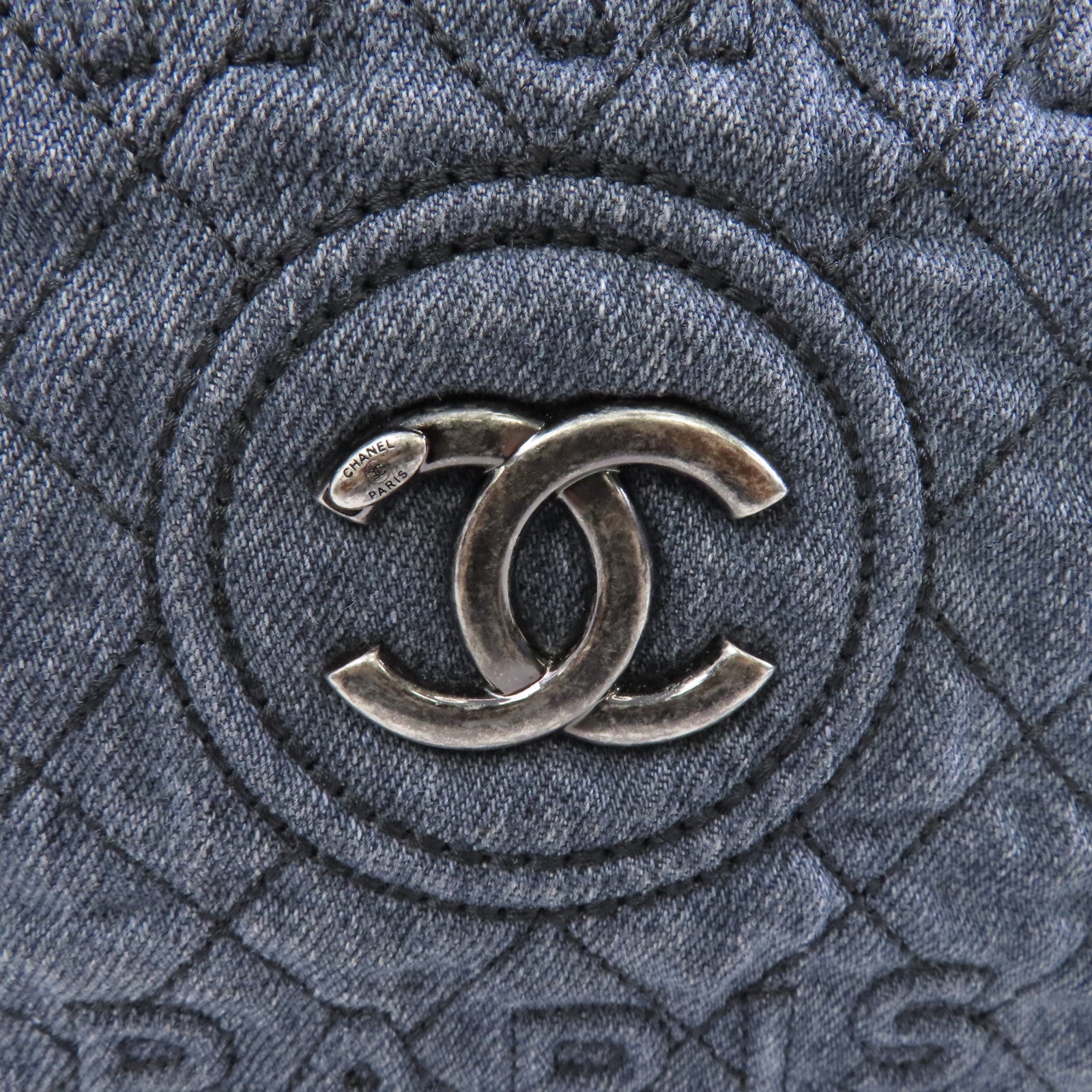 CHANEL 【激減優惠】帆布2way Shoulder Bag銀扣手挽肩背兩用袋藍色