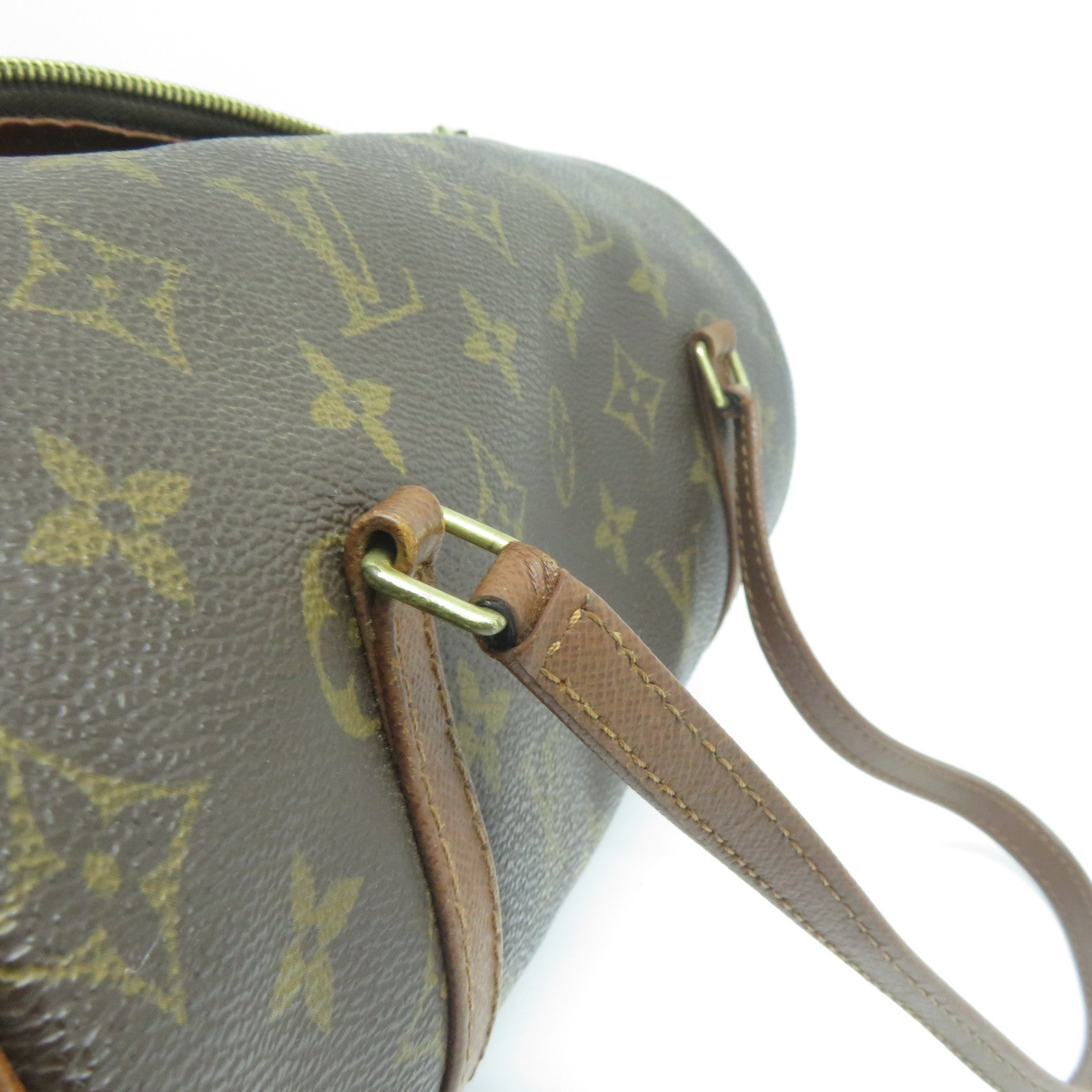LOUIS VUITTON 【清倉大減價】Monogram Papillon PM金扣手挽袋啡色