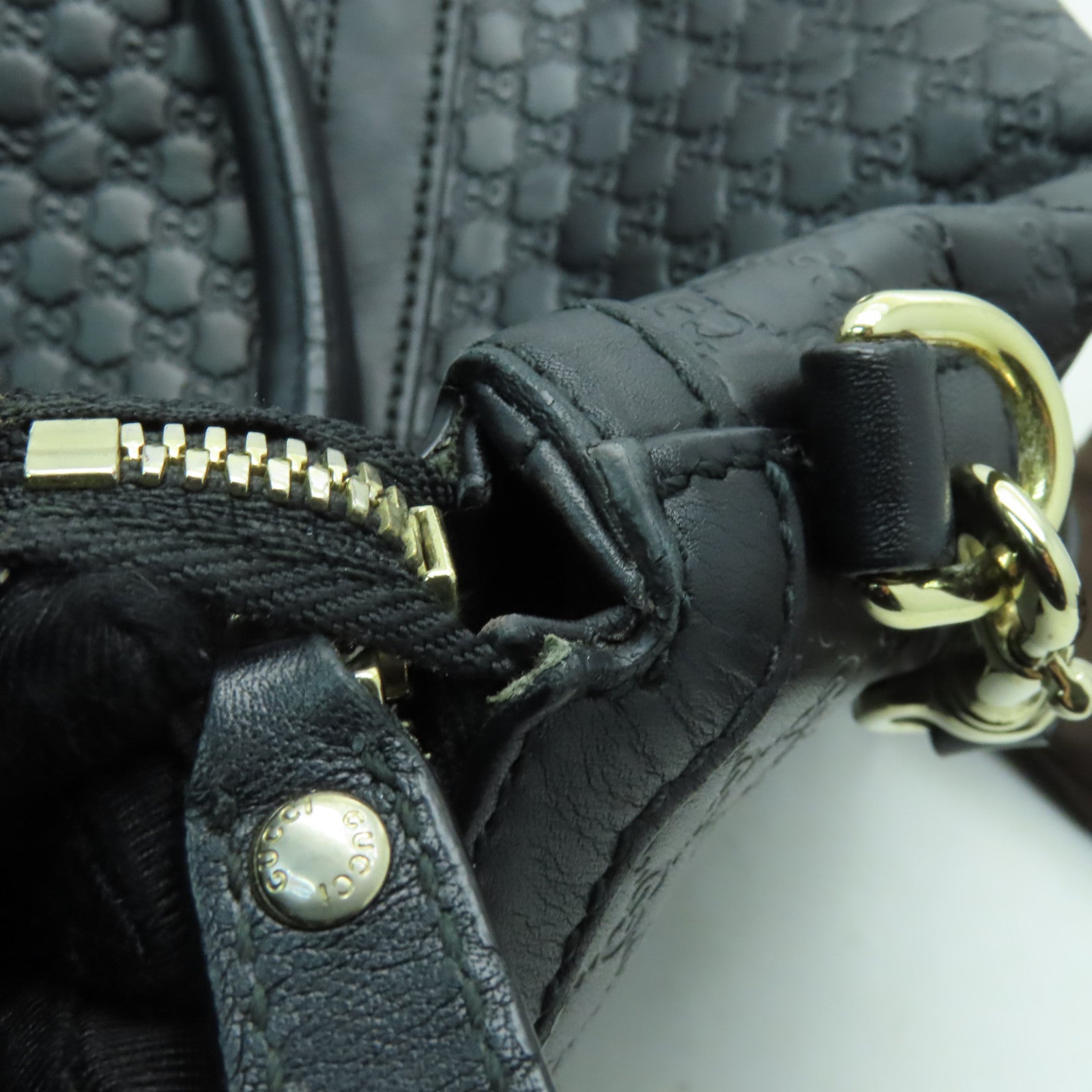 GUCCI 皮革2way Shoulder Bag金扣手挽肩背兩用袋黒色
