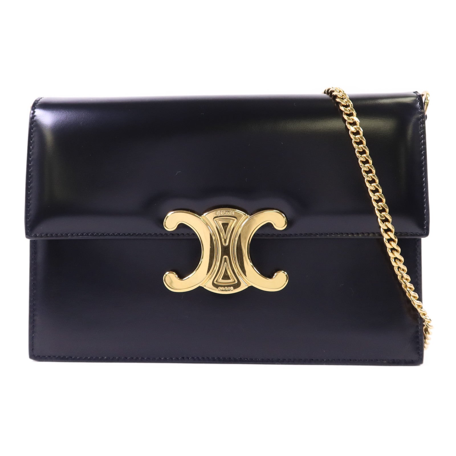 CELINE 牛皮皮革Chain Shoulder金扣肩背袋
