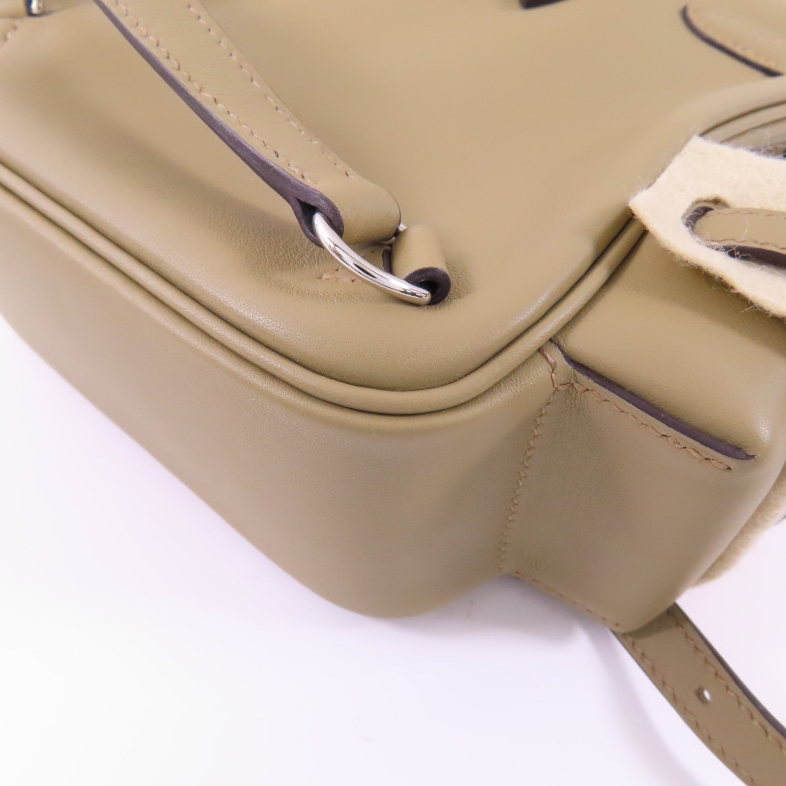 HERMES Swift皮革Kelly Jump銀扣背包Beige Marfa