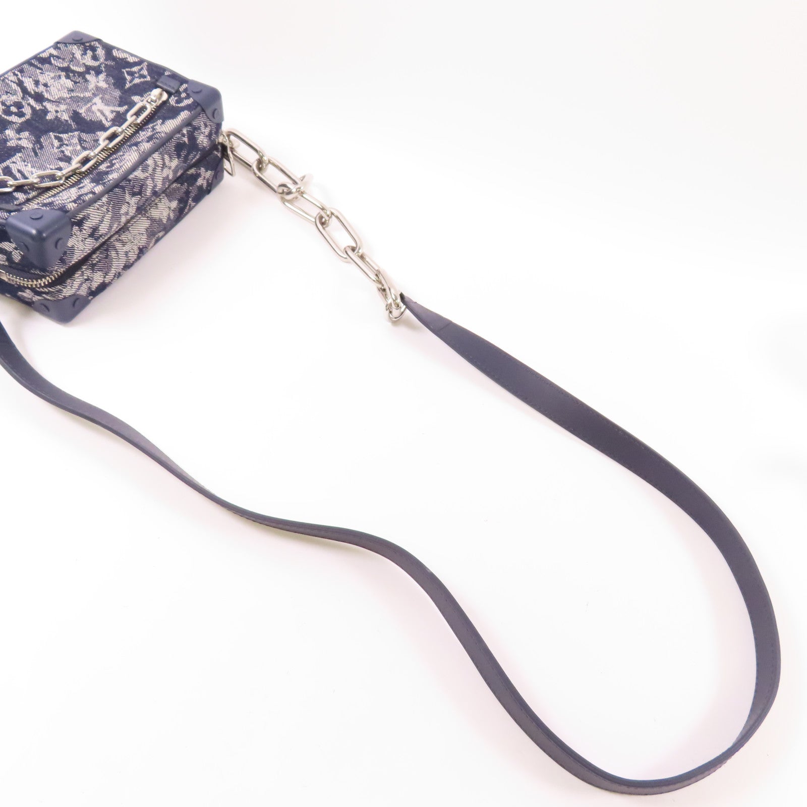 LOUIS VUITTON LV SHW Mini Soft Trunk Shoulder Bag M80033 Monogram Tapestry Blue