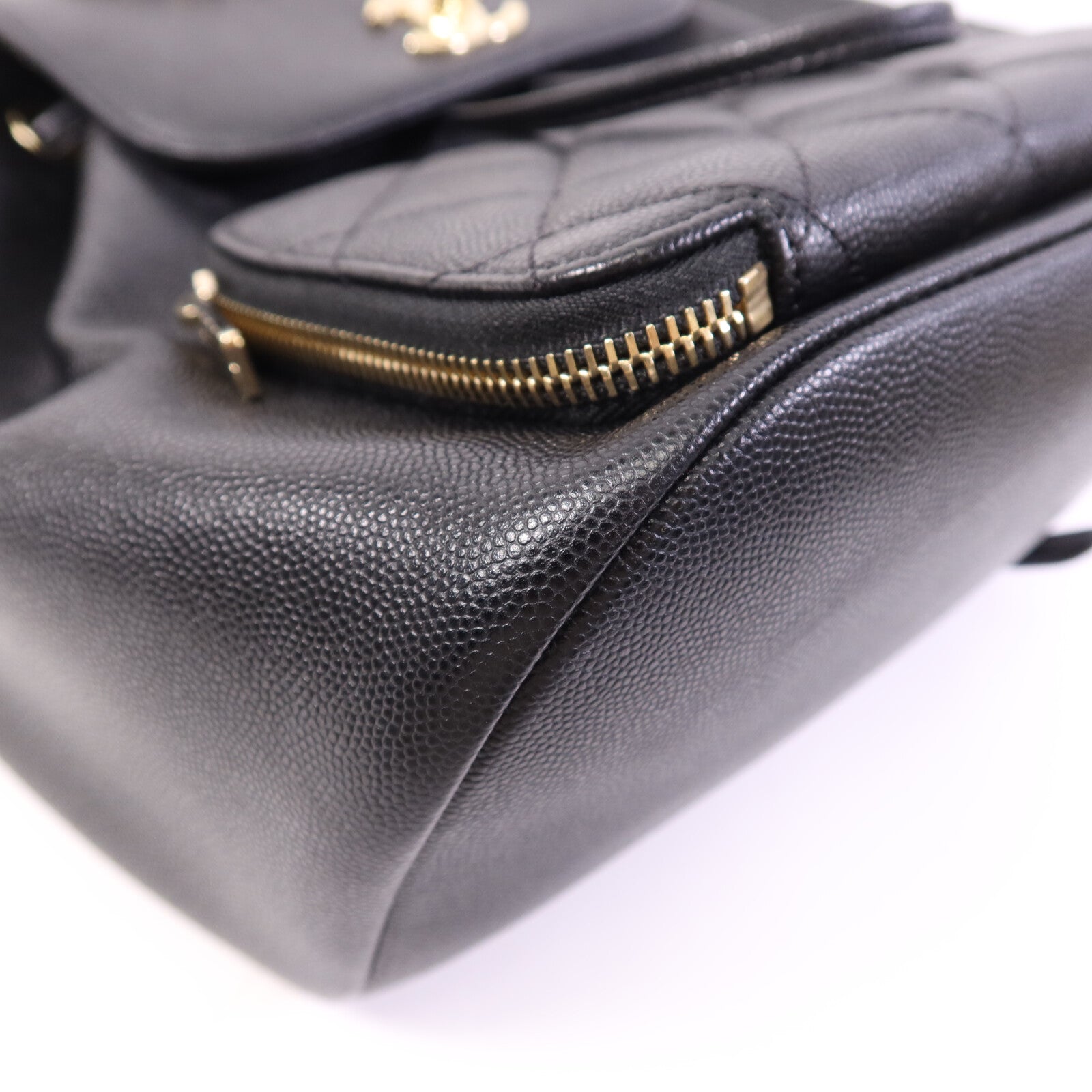 CHANEL 牛皮皮革Backpack金扣鏈帶背包