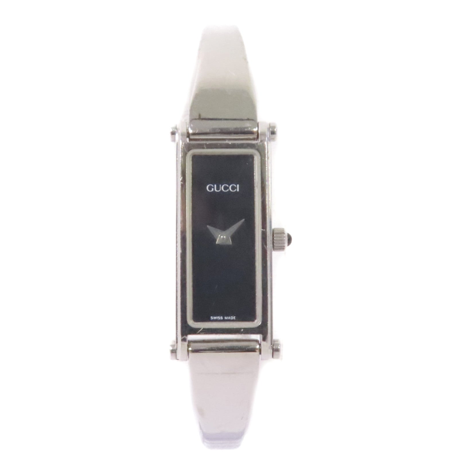 GUCCI Bangle Black Dial Watch不鏽鋼石英機芯手錶黑色