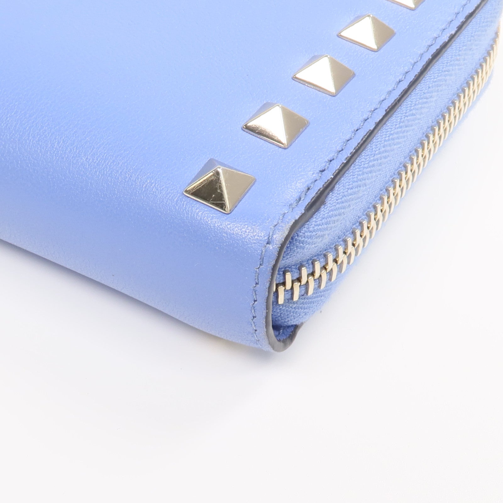 Valentino 【激減優惠】牛皮皮革Rockstud Round Long Wallet金扣拉鏈長錢包