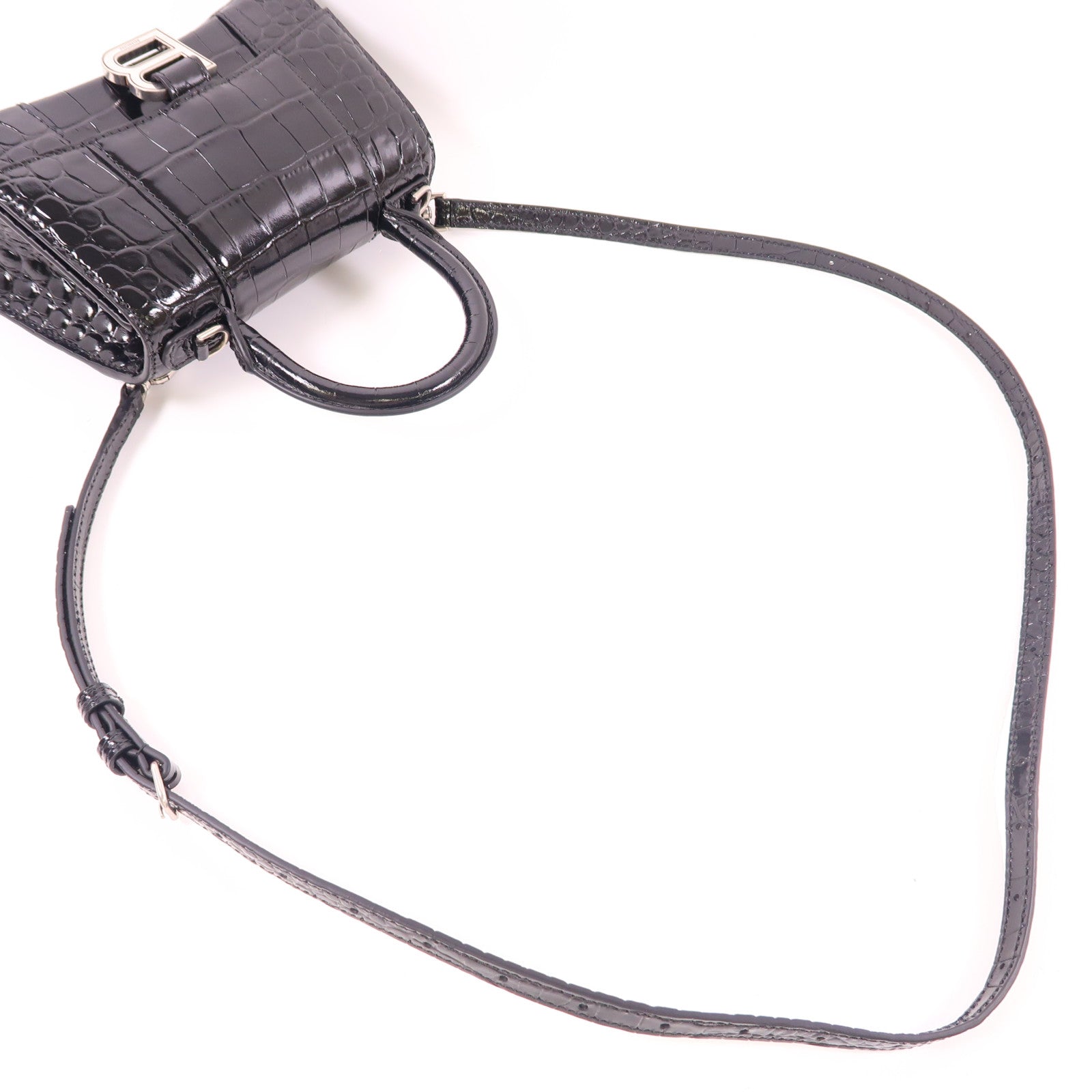 BALENCIAGA SHW Hourglass Top Handle Xs 2 Way Bag 592833 1LR6Y/1000 Calfskin