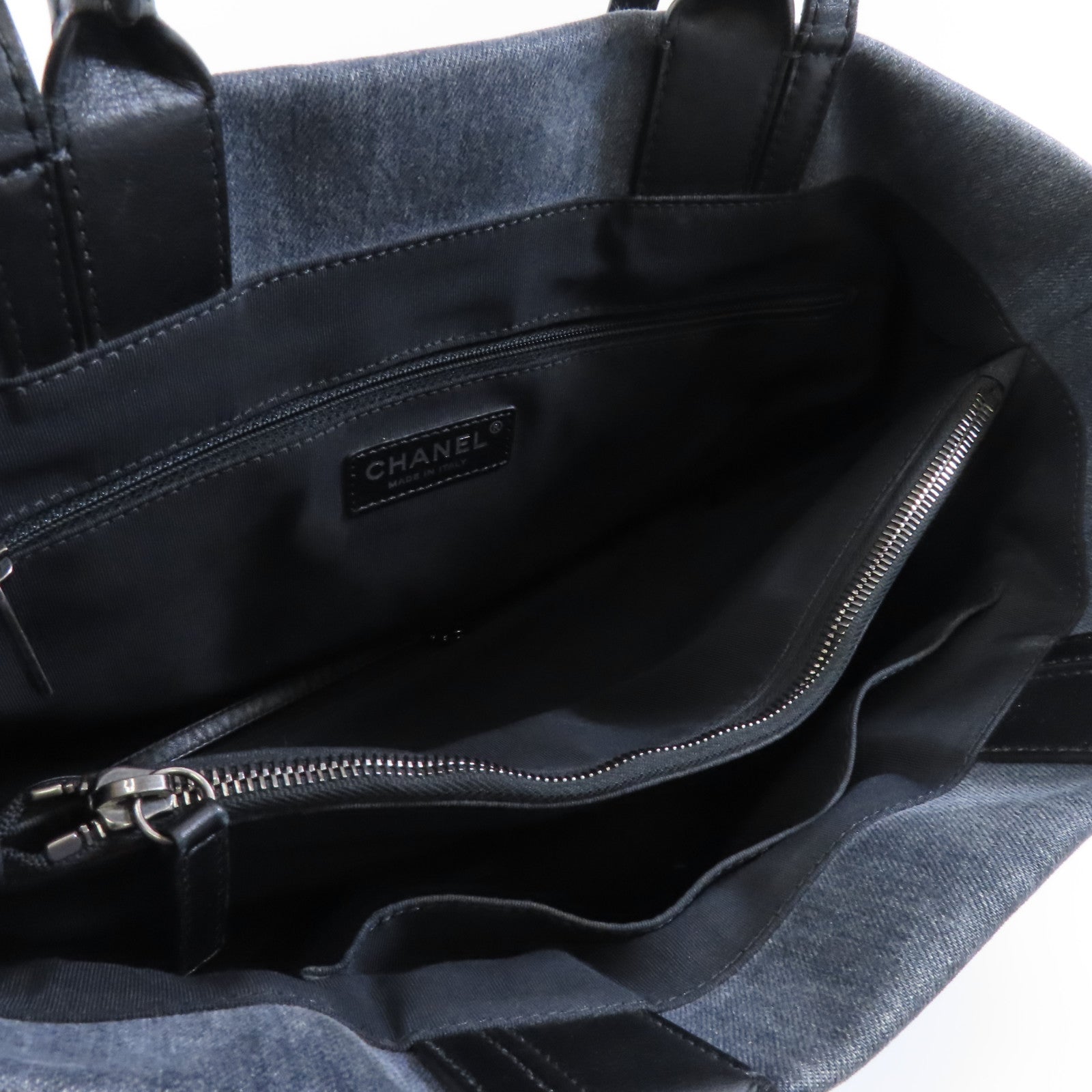 CHANEL 【激減優惠】帆布2way Shoulder Bag銀扣手挽肩背兩用袋藍色