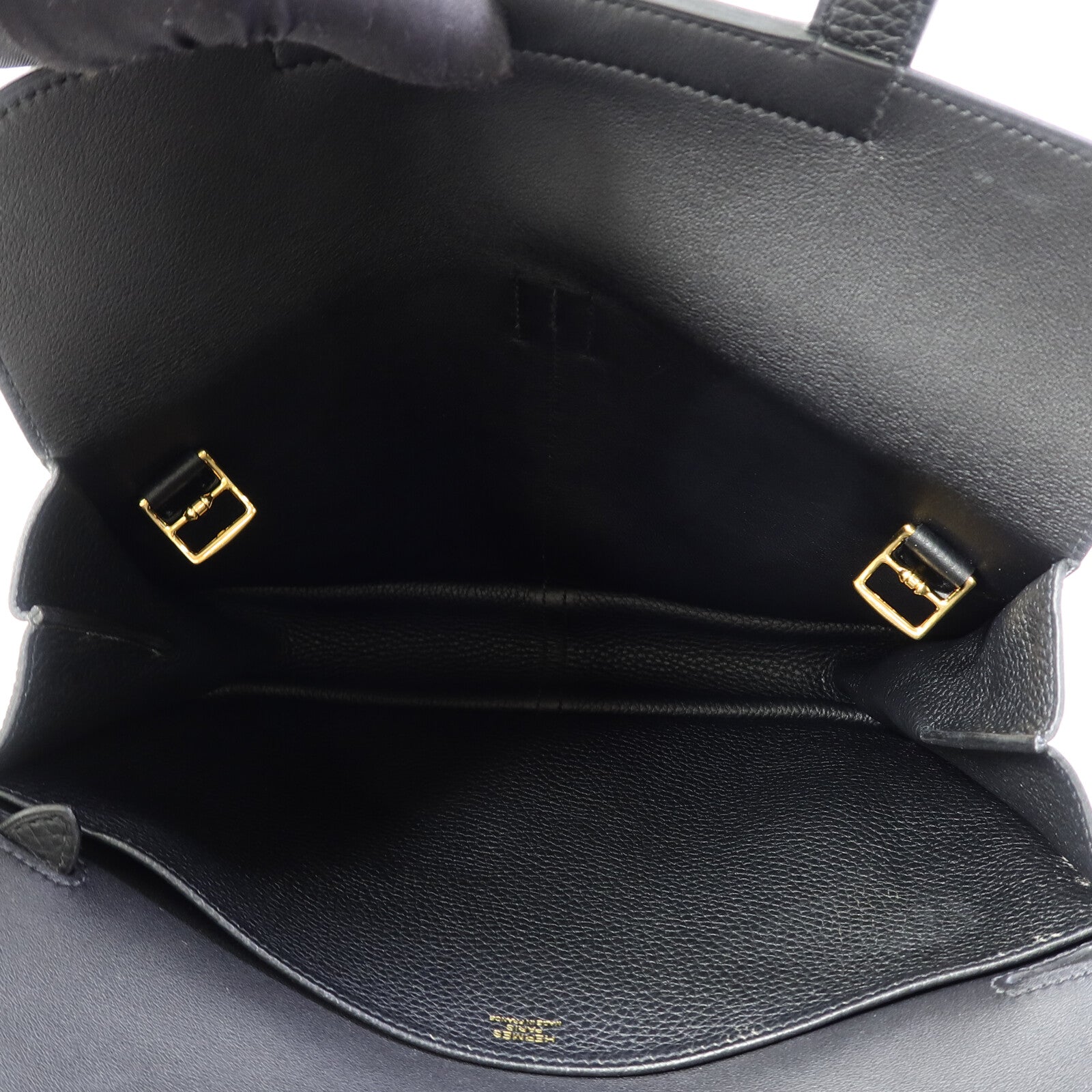 HERMES Clemence皮革Halzan 31金扣手挽肩背兩用袋Noir