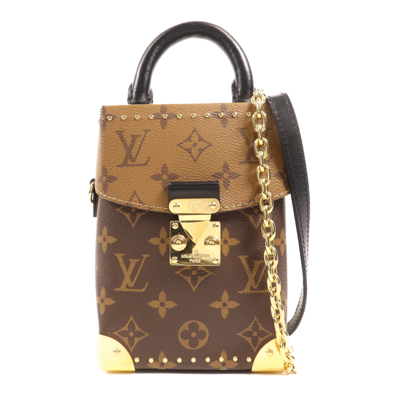 LOUIS VUITTON Monogram/Monogram Reverse Camera Box金扣手挽肩背兩用袋