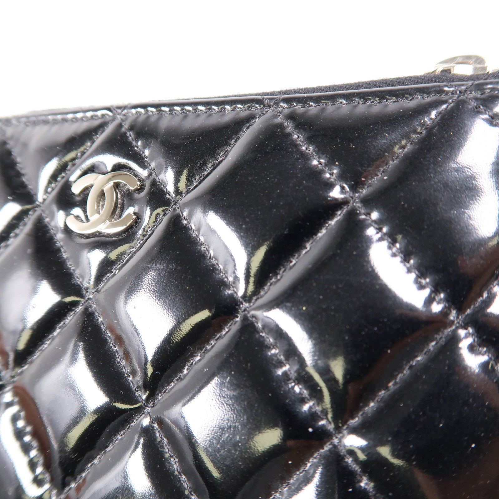 CHANEL 漆皮皮革Wallet銀扣錢包
