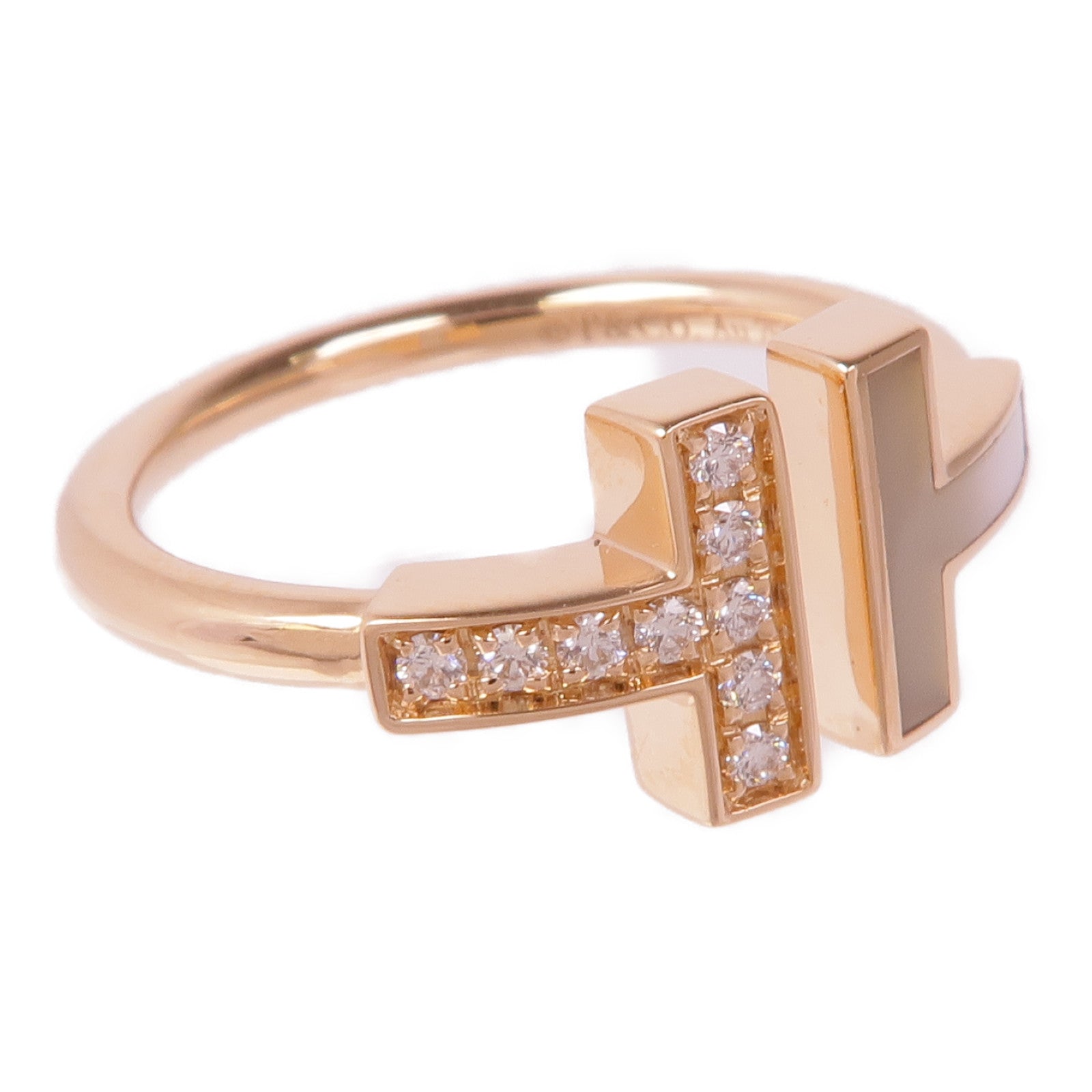 TIFFANY＆CO 18K玫瑰金Diamond T Wire Ring鑽石戒指US#6.75