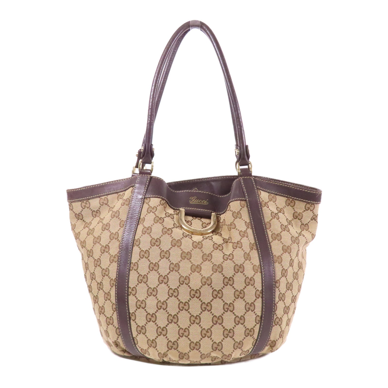 GUCCI 帆布Shoulder Tote金扣肩背袋/手挽袋