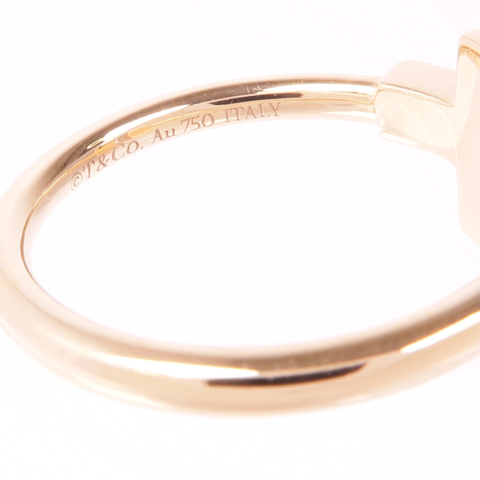 TIFFANY＆CO 18K玫瑰金Diamond T Wire Ring鑽石戒指US#6.75