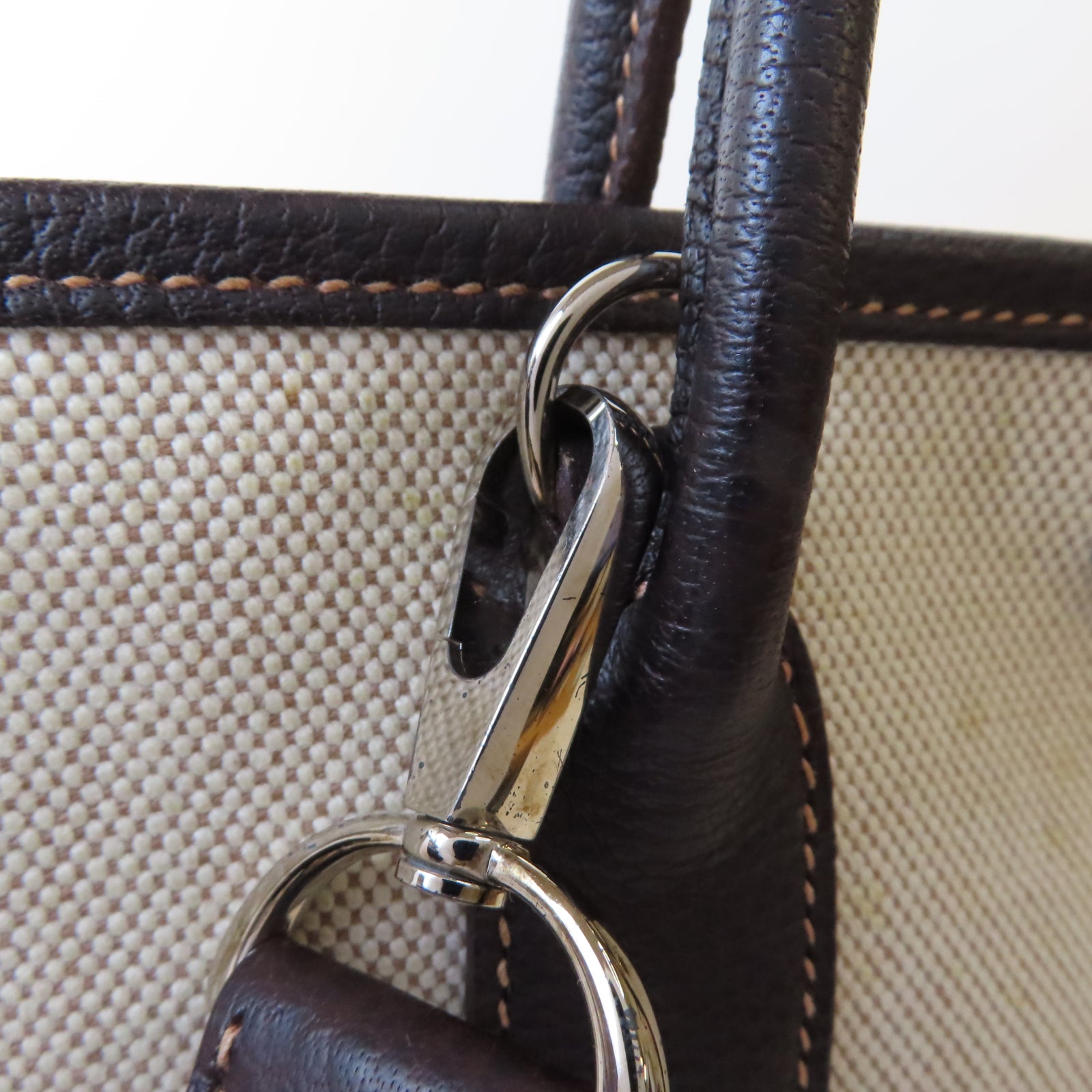 HERMES 帆布Garden File TPM銀扣手挽肩背兩用袋Beton冰川白色