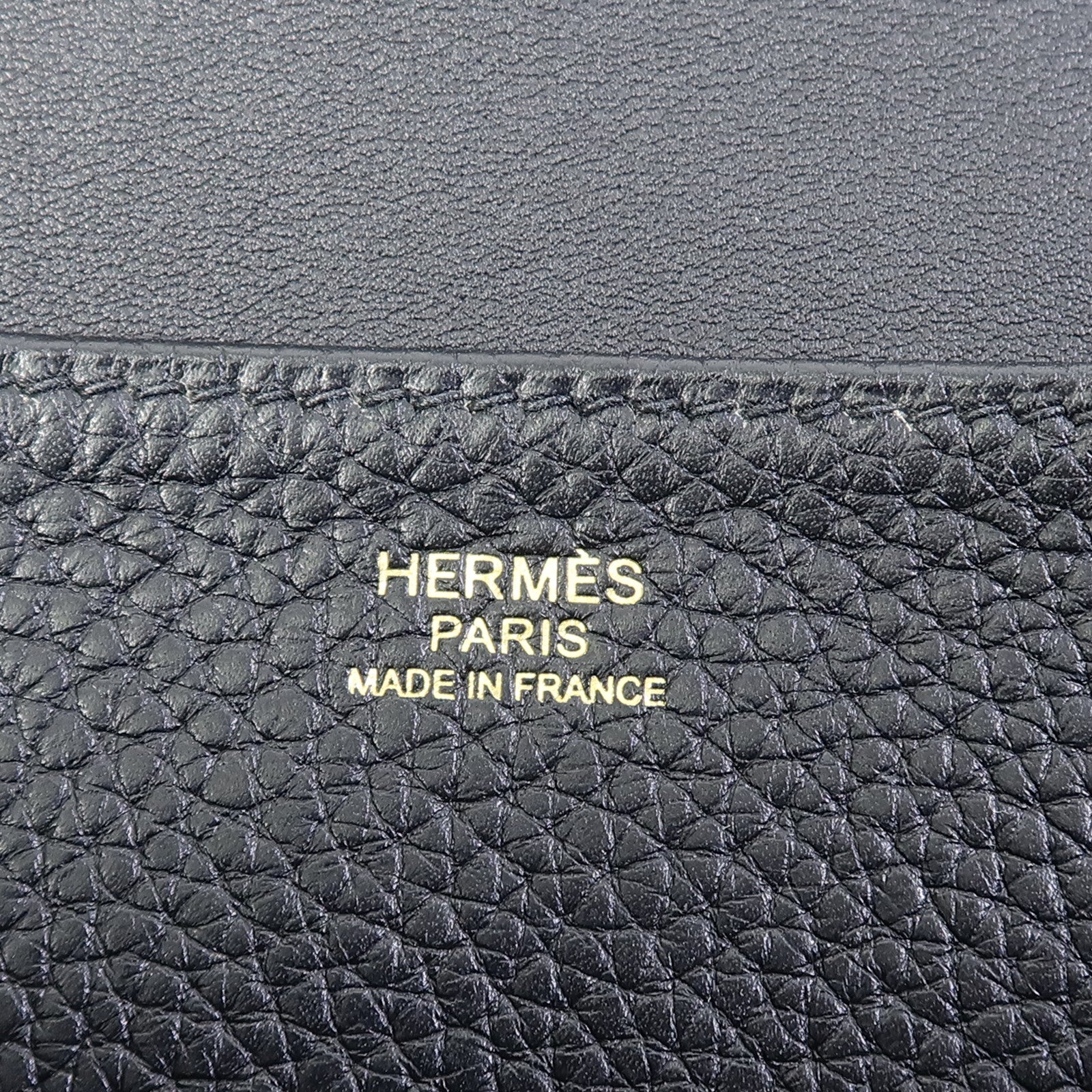 HERMES Clemence皮革Halzan 31金扣手挽肩背兩用袋Noir