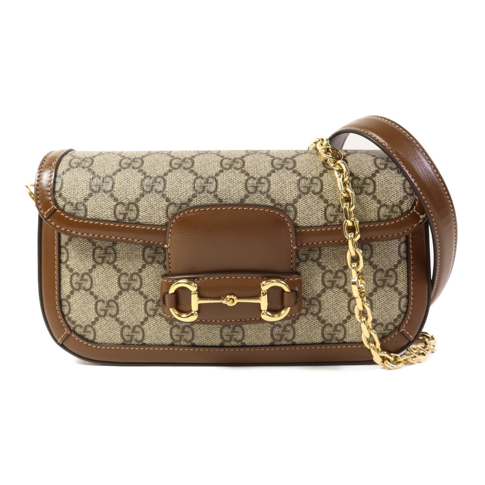 GUCCI 塗層帆布Horsebit 1955金扣手挽肩背兩用袋