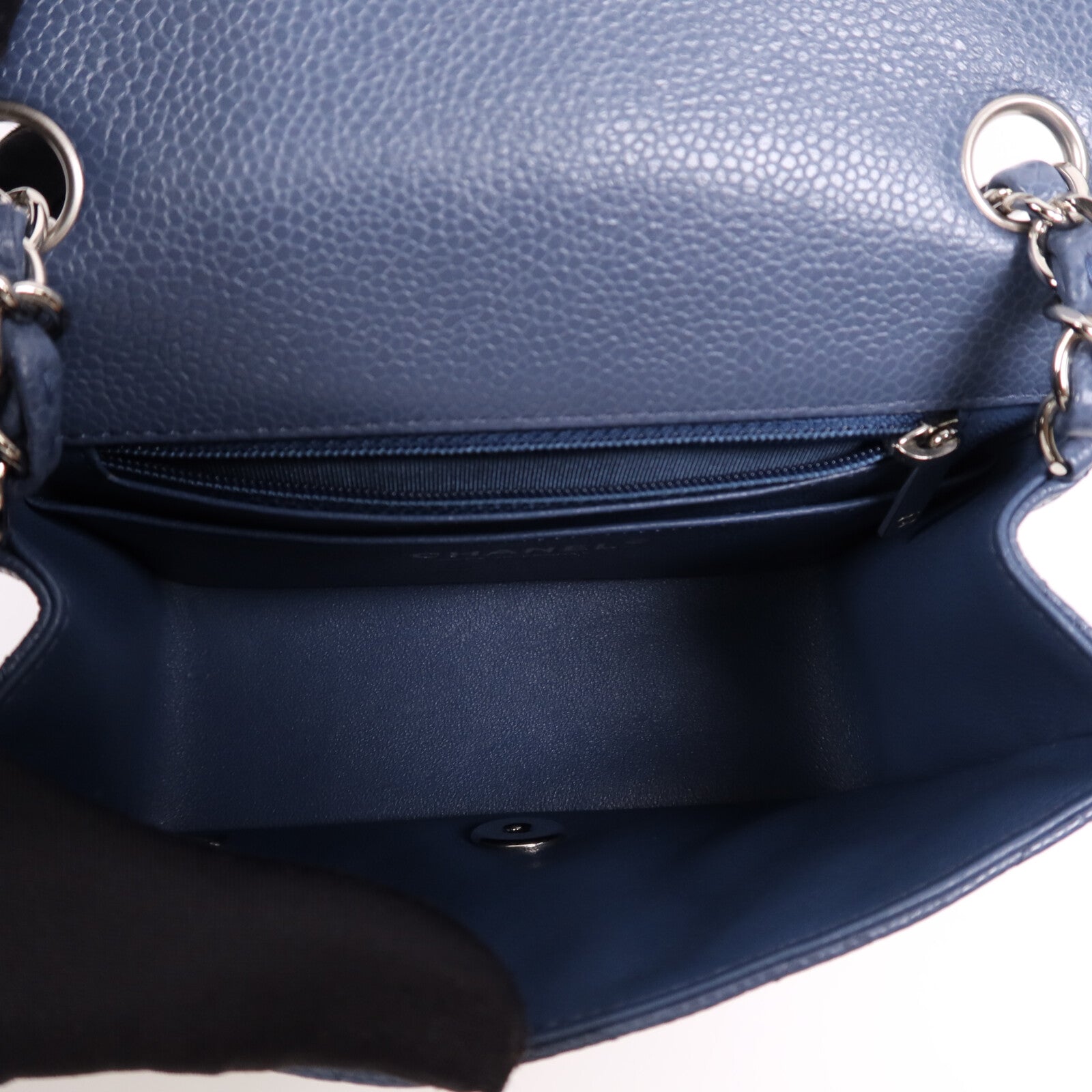 CHANEL 羊皮皮革Mini Classic 17銀扣鏈帶肩背袋