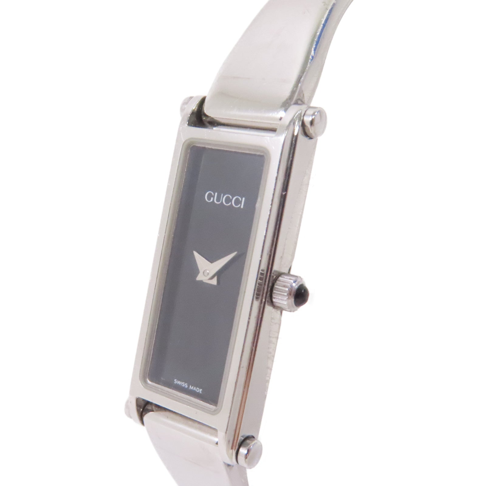 GUCCI Bangle Black Dial Watch不鏽鋼石英機芯手錶黑色