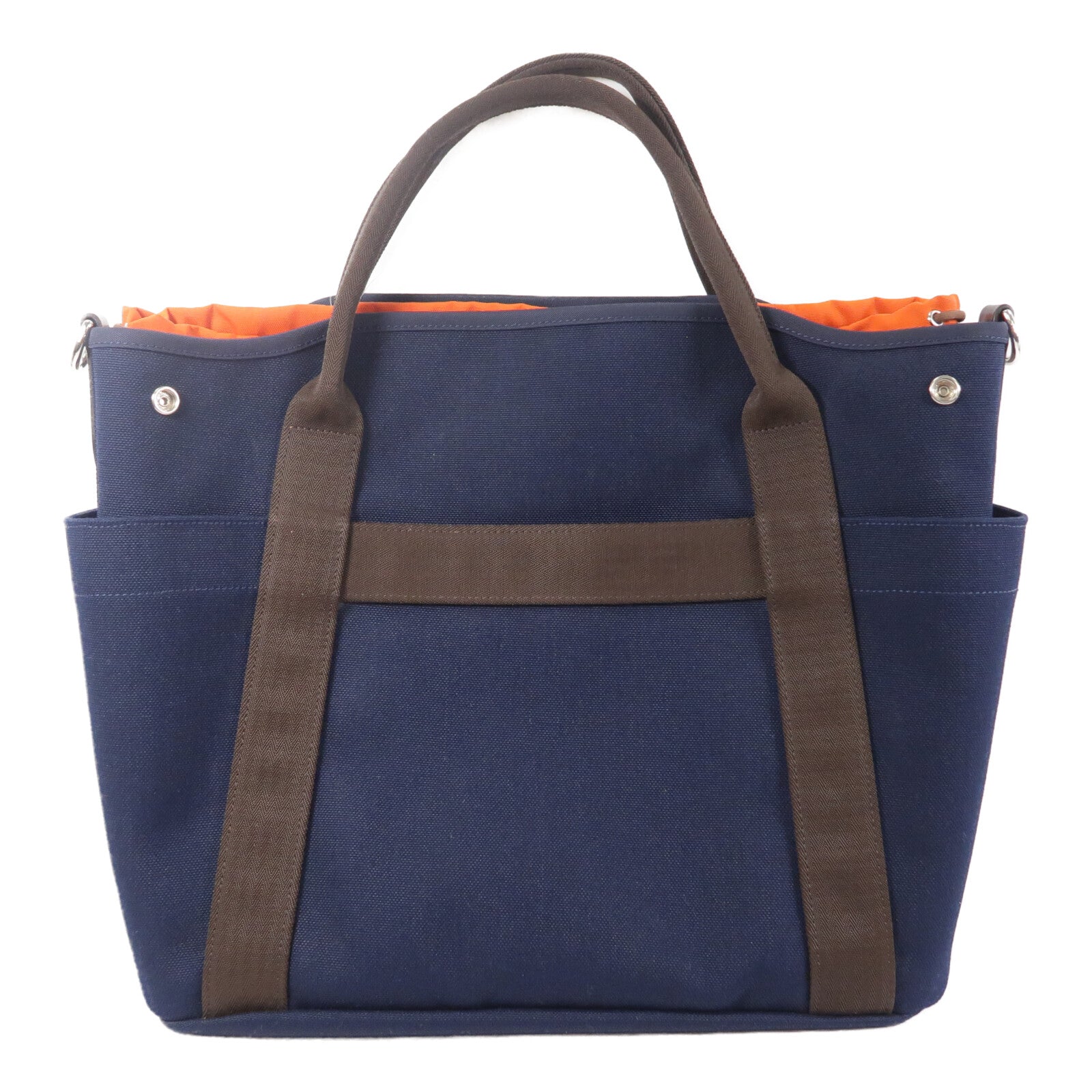 HERMES 帆布The Grooming Bag手挽肩背兩用袋Bleu France/Feu