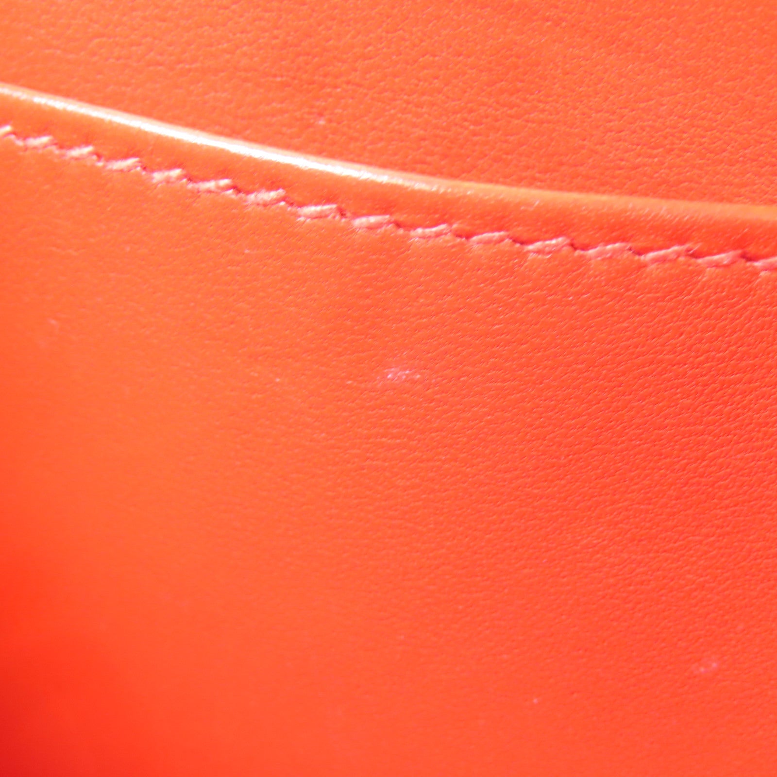 HERMES 【激減優惠】Evercolor皮革Mini Constance銀扣肩背袋Capucine/螢光橘色