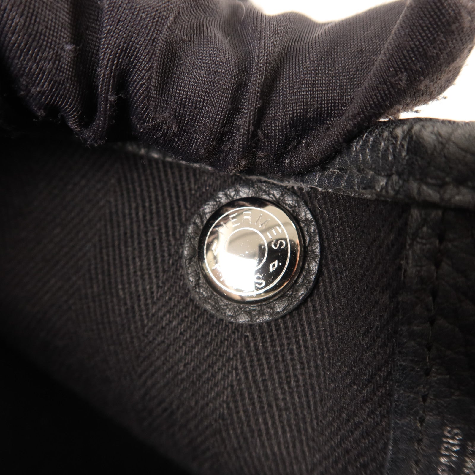 HERMES 帆布/Negonda皮革Garden Party TPM銀扣手挽袋Noir/Blue Indigo