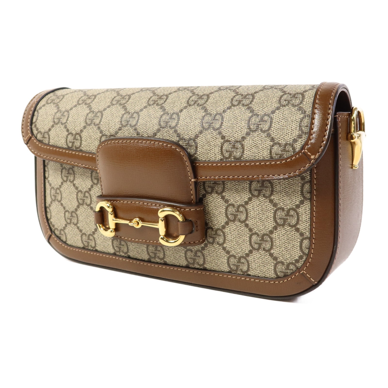 GUCCI 塗層帆布Horsebit 1955金扣手挽肩背兩用袋