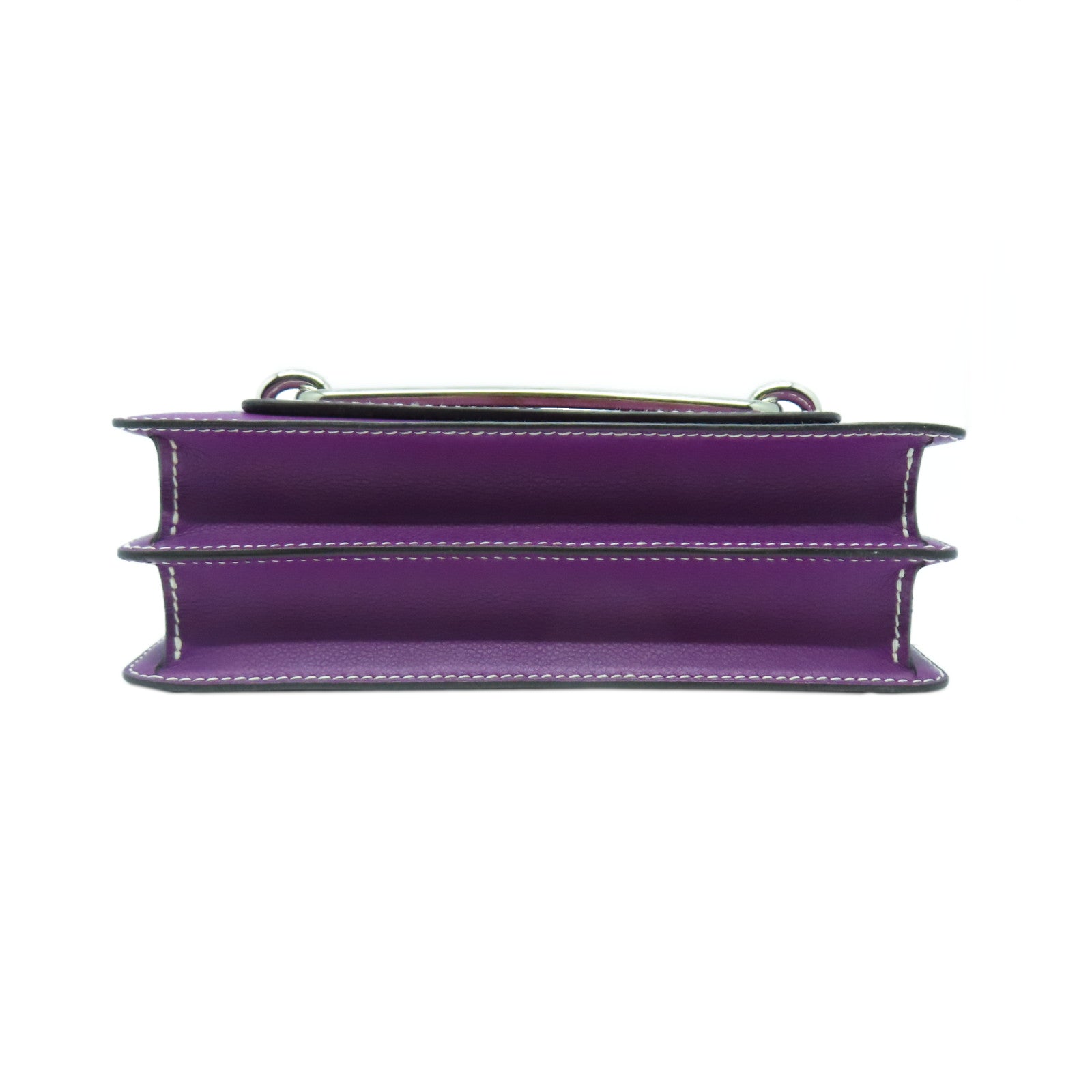 HERMES **【清倉大減價】Evercolor皮革Roulis 23銀扣肩背袋海葵紫色