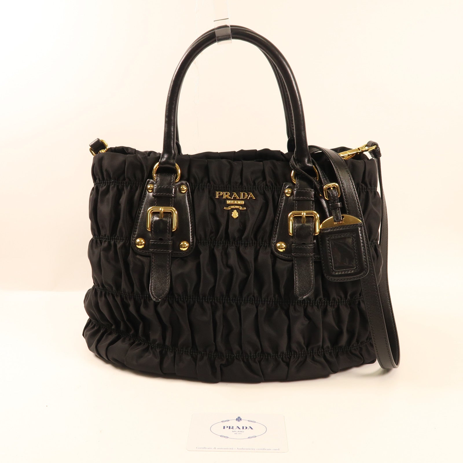 PRADA 尼龍Gauffre Tote金扣手挽肩背兩用袋