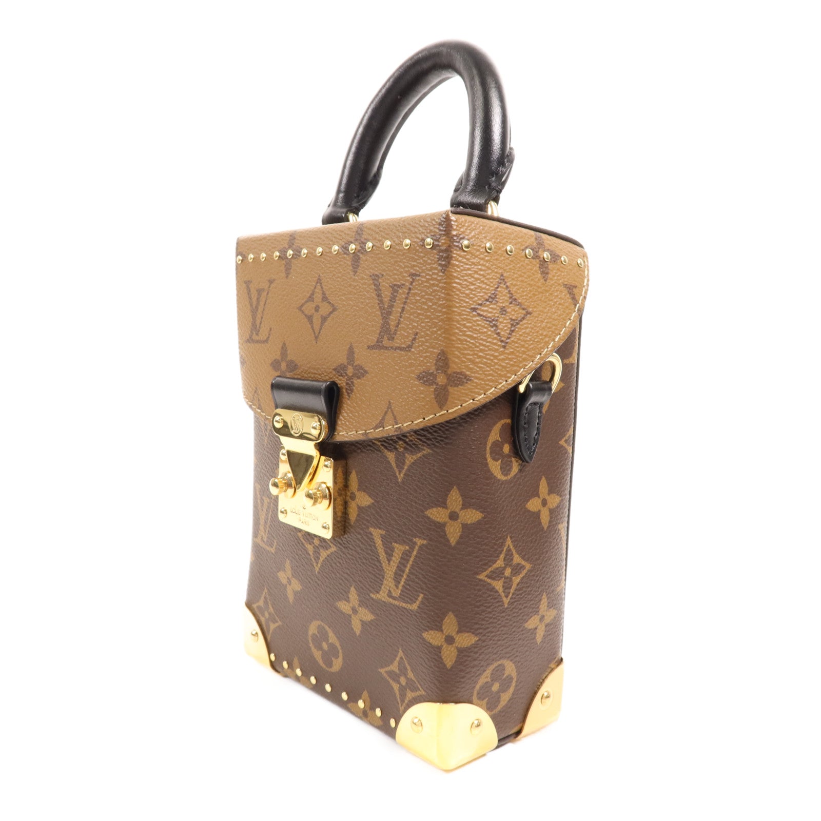 LOUIS VUITTON Monogram/Monogram Reverse Camera Box金扣手挽肩背兩用袋