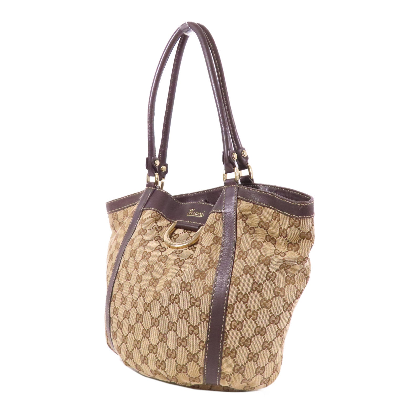 GUCCI 帆布Shoulder Tote金扣肩背袋/手挽袋
