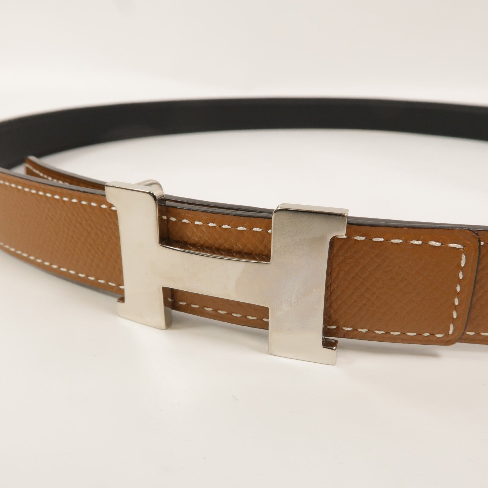 HERMES Epsom皮革H Belt Buckle & Reversible Belt 95cm皮帶Gold/Noir