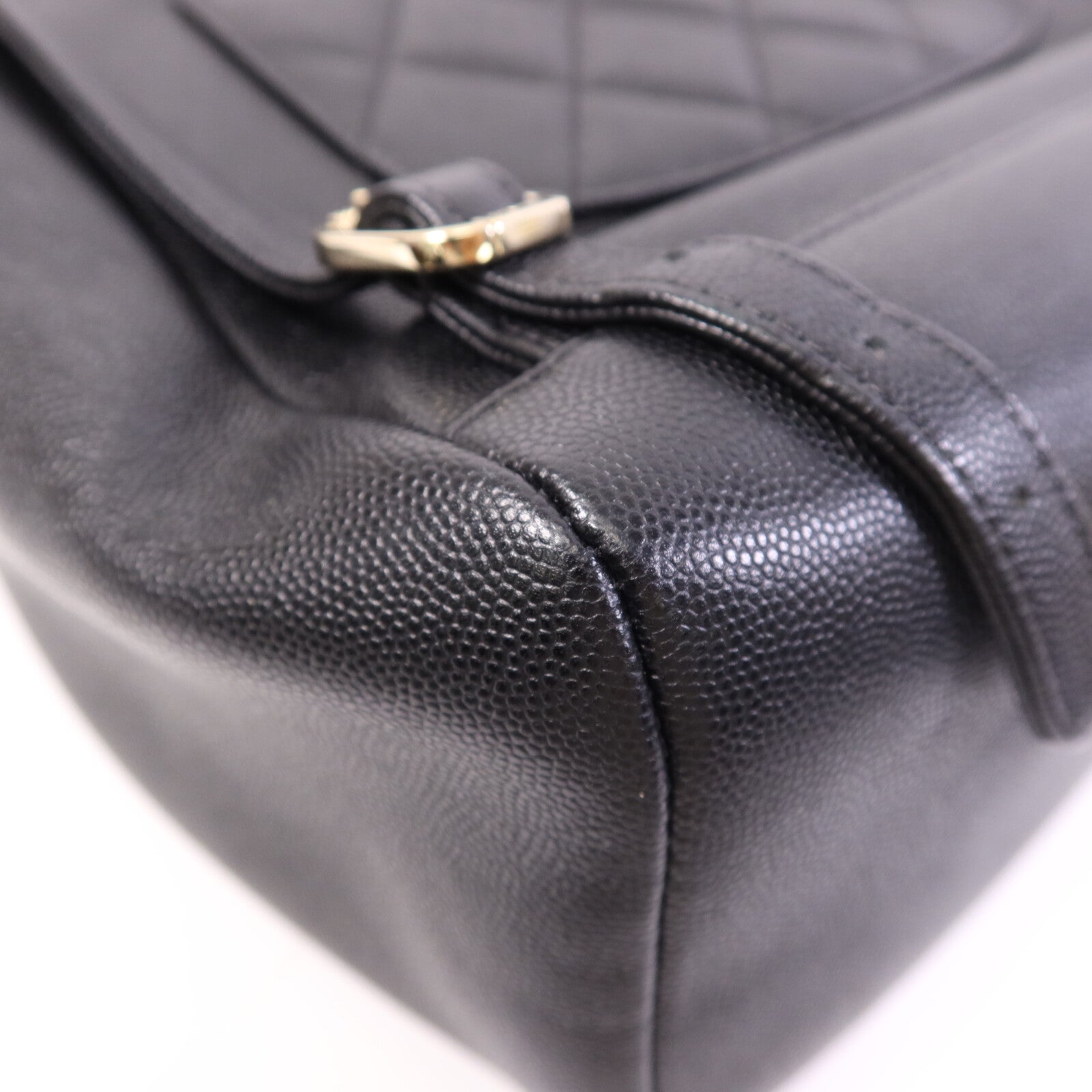 CHANEL 牛皮皮革Backpack金扣鏈帶背包
