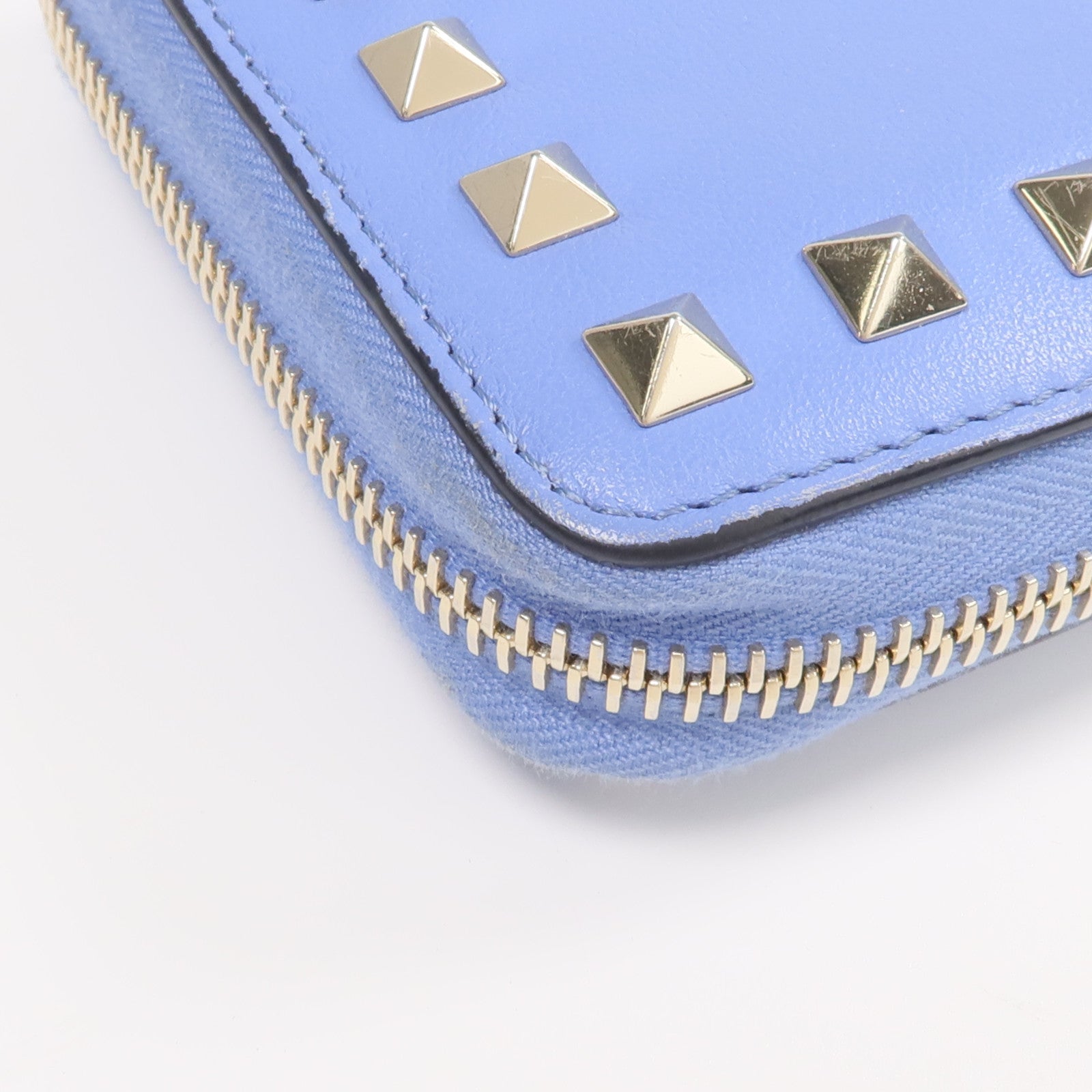 Valentino 【激減優惠】牛皮皮革Rockstud Round Long Wallet金扣拉鏈長錢包